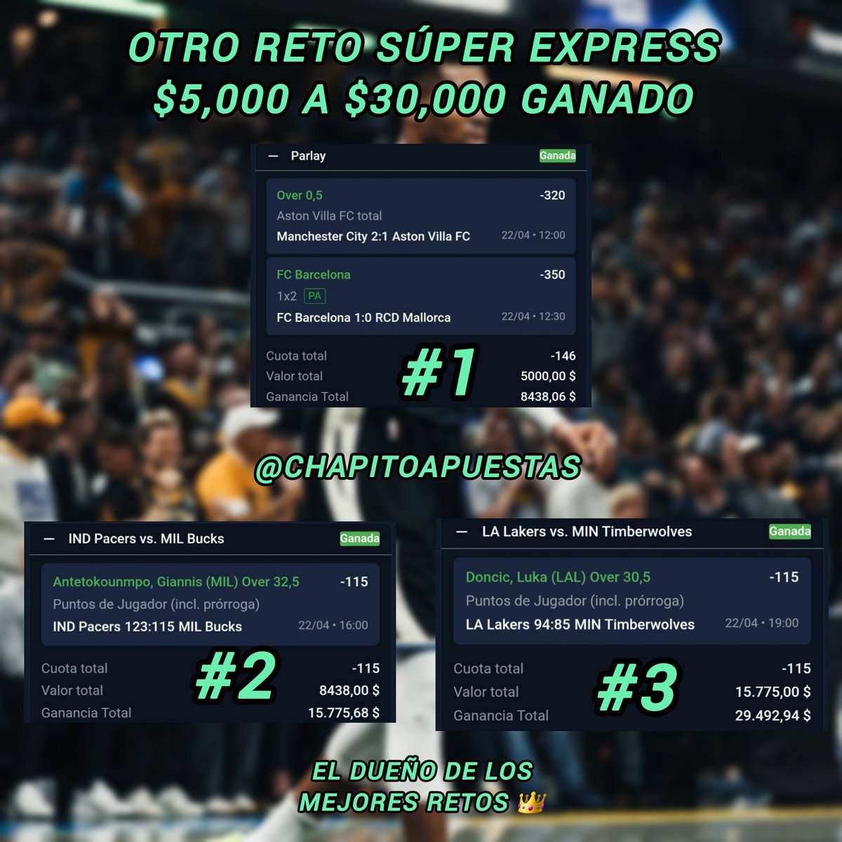 ChapitoApuestas's tweet photo. SE PRENDIÓ EL FUCKING CERRO 🔥🔥🔥 !!

Ganamos mi RETO EXPRESS $5,000 A $30,000 ✅️ !!

Convertimos $5,000 pesitos en $30,000 en un sólo día 🤯🤯🤯 !!!

Un Reto más a nuestra Gran Vitrina 👑🔝

Regalaré $2,000 pesitos entre los:
- Comentarios 🗨
- 🔄❤️ https://t.co/jq9WMJPguW