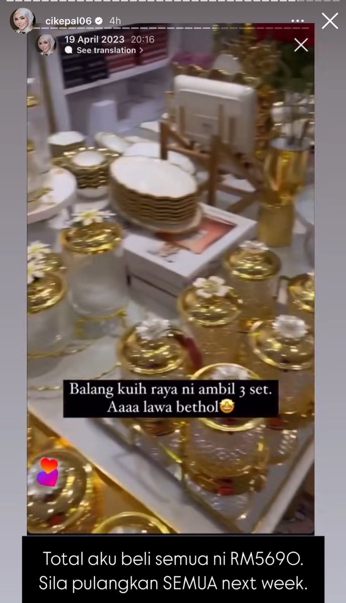 Patutlah cik epal minta balik pinggan mangkuk dia. Harga je dah dekat beribu satu set. Beli guna duit sendiri tapi penyondol pula guna, siapa tak sakit hati.