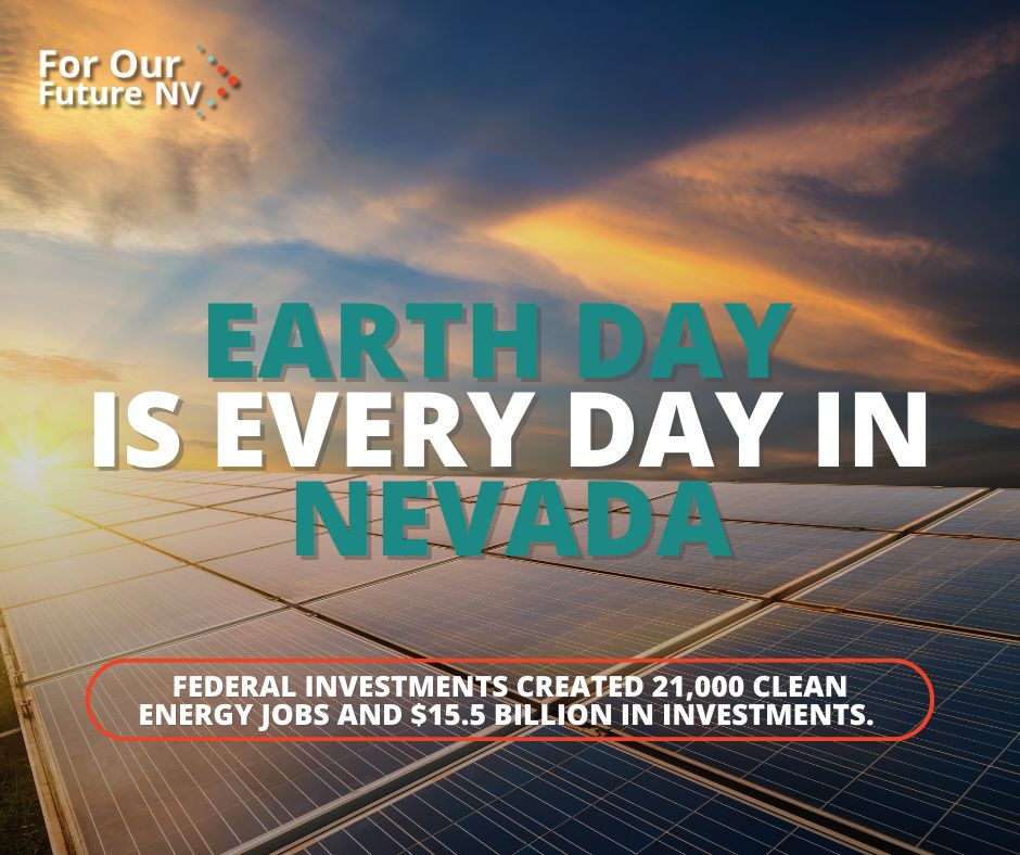 #EarthDay might be ending, but we are still highlighting the investments that have spurred $15.5B in #NV &amp; 21k+ good-paying clean energy jobs! 💰📈 Let’s protect NV’s progress, tell our representatives to fight against Trump's clean energy cuts!  👉🏼 fofnevada.org/CleanEnergyCuts