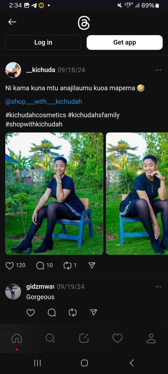 Another lie that is spreading alarmingly. The following lady is said to be the one linked to Phwedo's misfortune.

The photos in circulation were likely taken from the Threads and the lady is from Tanzania. On your time visit Threads and search the name the profile bears.