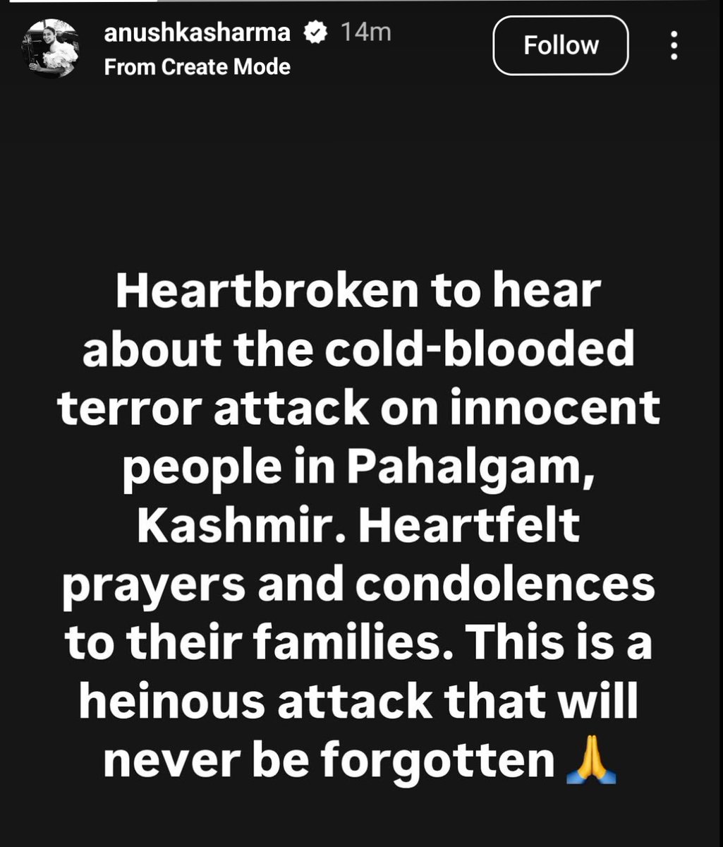 Instagram Story of Anushka Sharma .