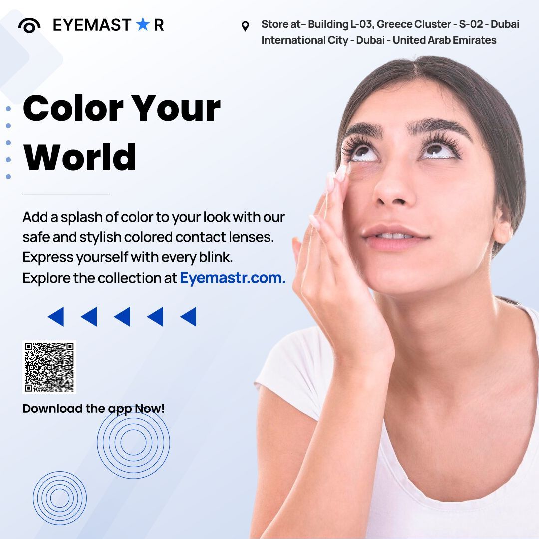 Eye_mastr's tweet image. Add a splash of color to your look with our safe and stylish colored contact lenses. Express yourself with every blink.

🔗 Explore the collection at Eyemastr.com

#EyemastrUAE #ColorfulVision #ExpressYourself #CustomVision #ComfortFirst #FutureVision #DigitalEyeCare