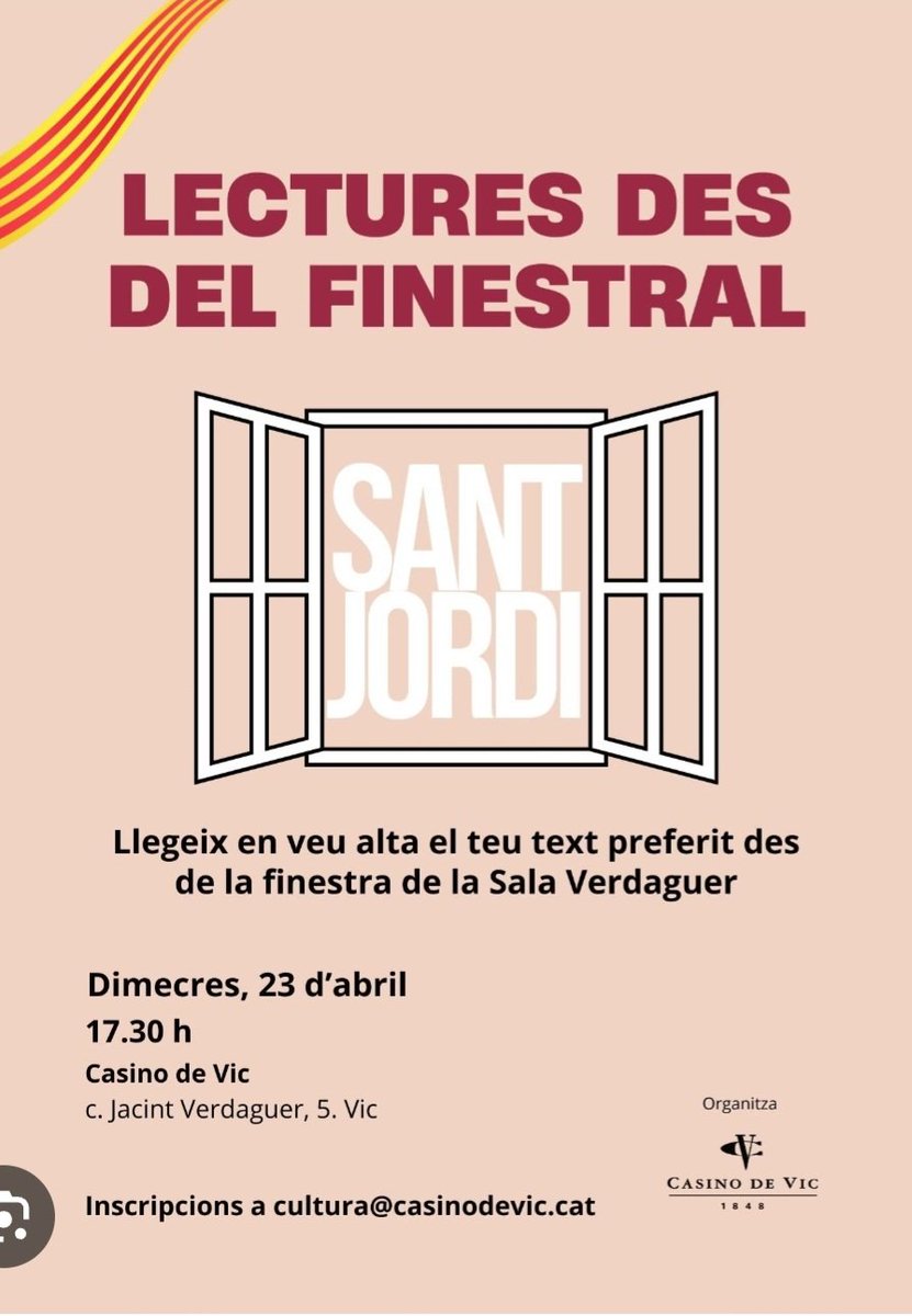 Biblioteca Pilarin Bayés de Vic (@bibliotecavicpb) on Twitter photo Avui serem al <a href="/casino_vic/">Casino de Vic</a> llegint un fragment de "Canigó", de Jacint Verdaguer, que tants bons records ens porta. <a href="/bibliotequesXBM/">BibliotequesXBM</a> <a href="/vic_cultura/">Vic Cultura</a> <a href="/vic_educacio/">Vic Educació</a> #quefemalwsbiblios #magradallegir #jacintverdaguer #canigó Avui serem al <a href="/casino_vic/">Casino de Vic</a> llegint un fragment de "Canigó", de Jacint Verdaguer, que tants bons records ens porta. <a href="/bibliotequesXBM/">BibliotequesXBM</a> <a href="/vic_cultura/">Vic Cultura</a> <a href="/vic_educacio/">Vic Educació</a> #quefemalwsbiblios #magradallegir #jacintverdaguer #canigó