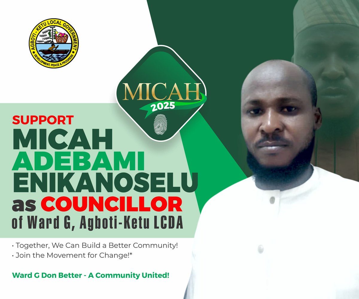 #Enikanoselu

In every community, there is work to be done

Communities are not static; they are constantly evolving and facing new challenges

It's more than just being aware of local issues; it's about taking action to address them

Hon Micah Adebami Enikanoselu is a community