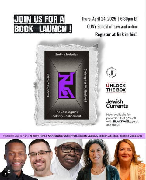ChristopherBlackwell (@chriswblackwell) on Twitter photo 📖 Book Launch “Ending Isolation: The Case Against Solitary Confinement” hosted by
<a href="/JewishCurrents/">Jewish Currents</a> and co-sponsored by <a href="/CUNYLaw/">CUNY School of Law</a>
🔗 Want to register and purchase the book? Check the links in bio! #ChrisBlackwell #EndingIsolation #EndSolitary #StopSolitary 📖 Book Launch “Ending Isolation: The Case Against Solitary Confinement” hosted by
<a href="/JewishCurrents/">Jewish Currents</a> and co-sponsored by <a href="/CUNYLaw/">CUNY School of Law</a>
🔗 Want to register and purchase the book? Check the links in bio! #ChrisBlackwell #EndingIsolation #EndSolitary #StopSolitary