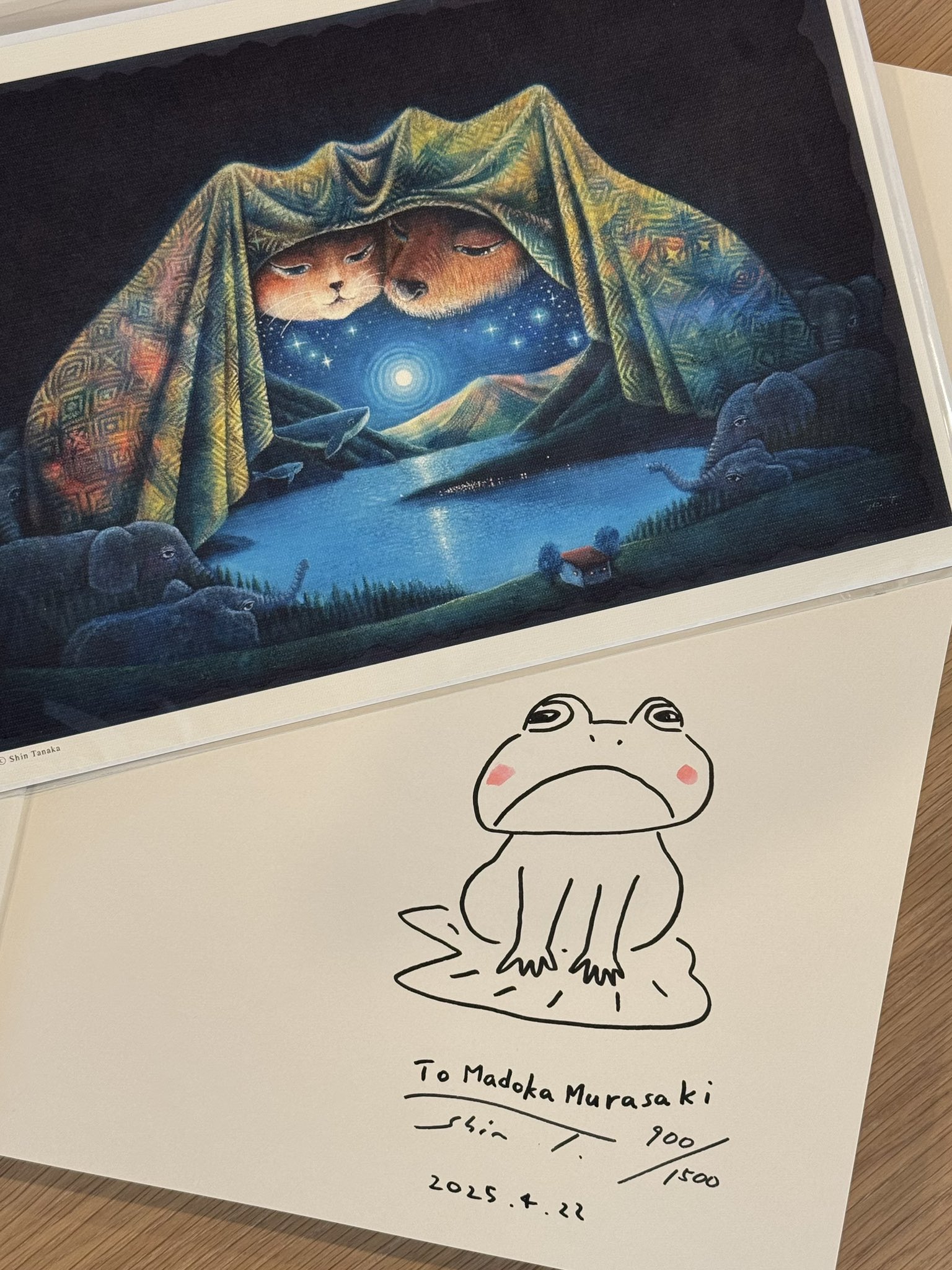 絵本作家 たなかしんの絵画 サイン入り イラスト画 2016