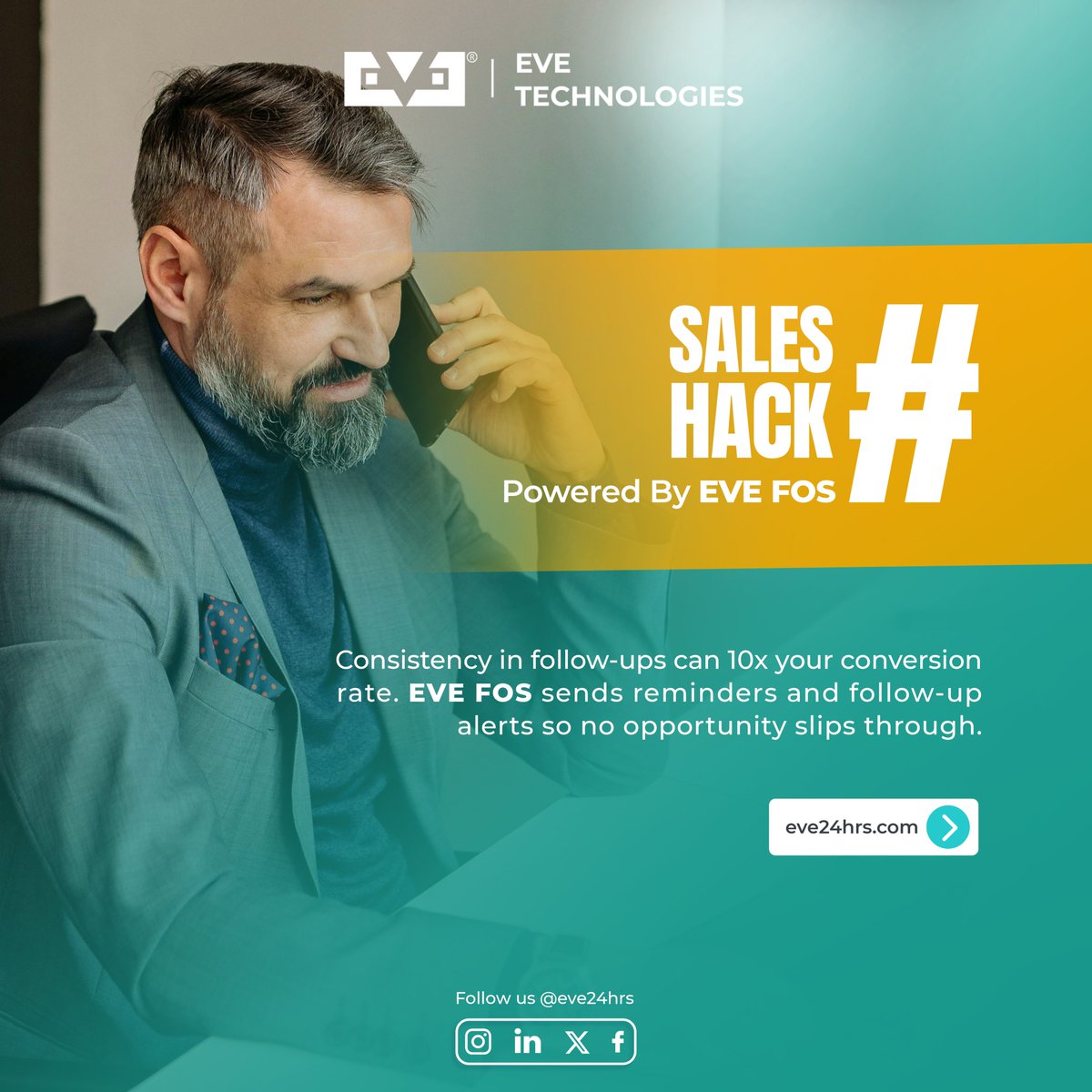 EveTechofficial's tweet image. 🚀 Sales Hack Alert!
Never miss a follow-up again! With EVE FOS, your sales team stays on top of every opportunity — boosting your conversion rate by up to 10x.
📲 Smart reminders. Timely alerts. Seamless conversions.
🔗 Learn more at eve24hrs.com
#SalesHack #EVEFOS