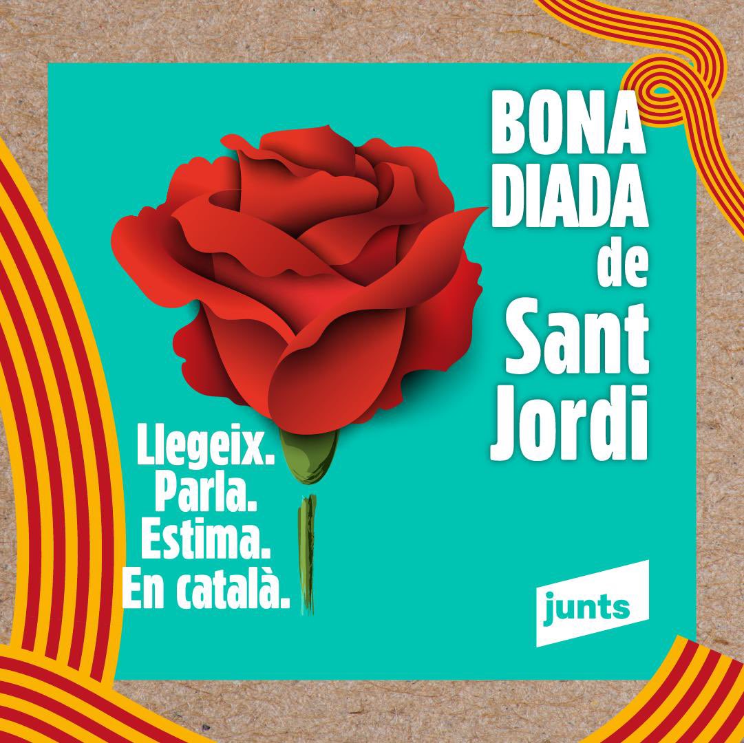 🌹Molt bona Diada de Sant Jordi, patró de Catalunya.

🐉Avui i cada dia llegeix, parla i estima en català.

📚Gaudiu d'aquesta jornada!