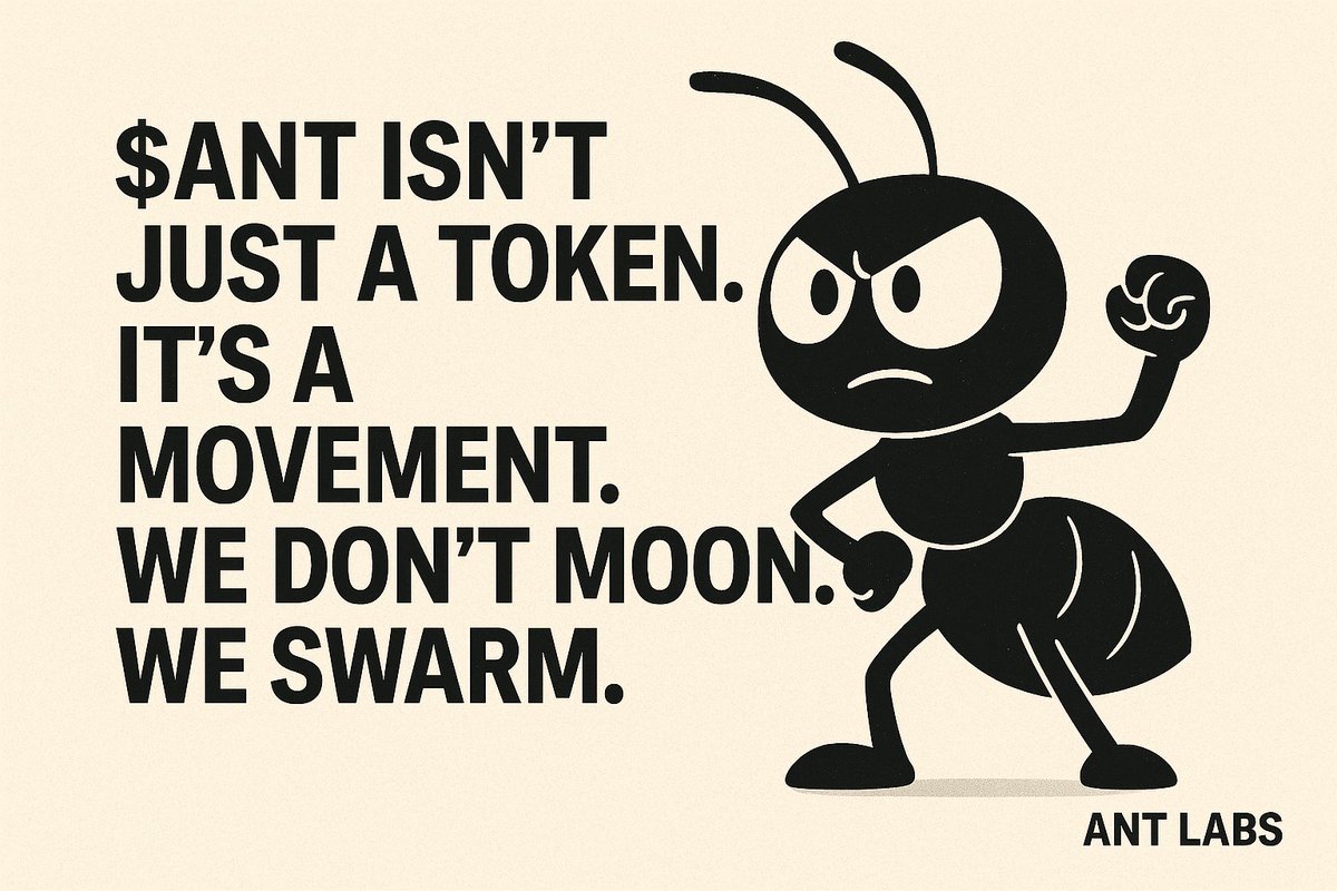 AntExchange's tweet photo. 🐜 $ANT isn’t just a token.
It’s a swarm.
It’s a movement.
We meme. We build. We conquer.
Welcome to Ant Labs.
#AntLabs #Web3Meme #MemeScience https://t.co/jJjRNvqE9g