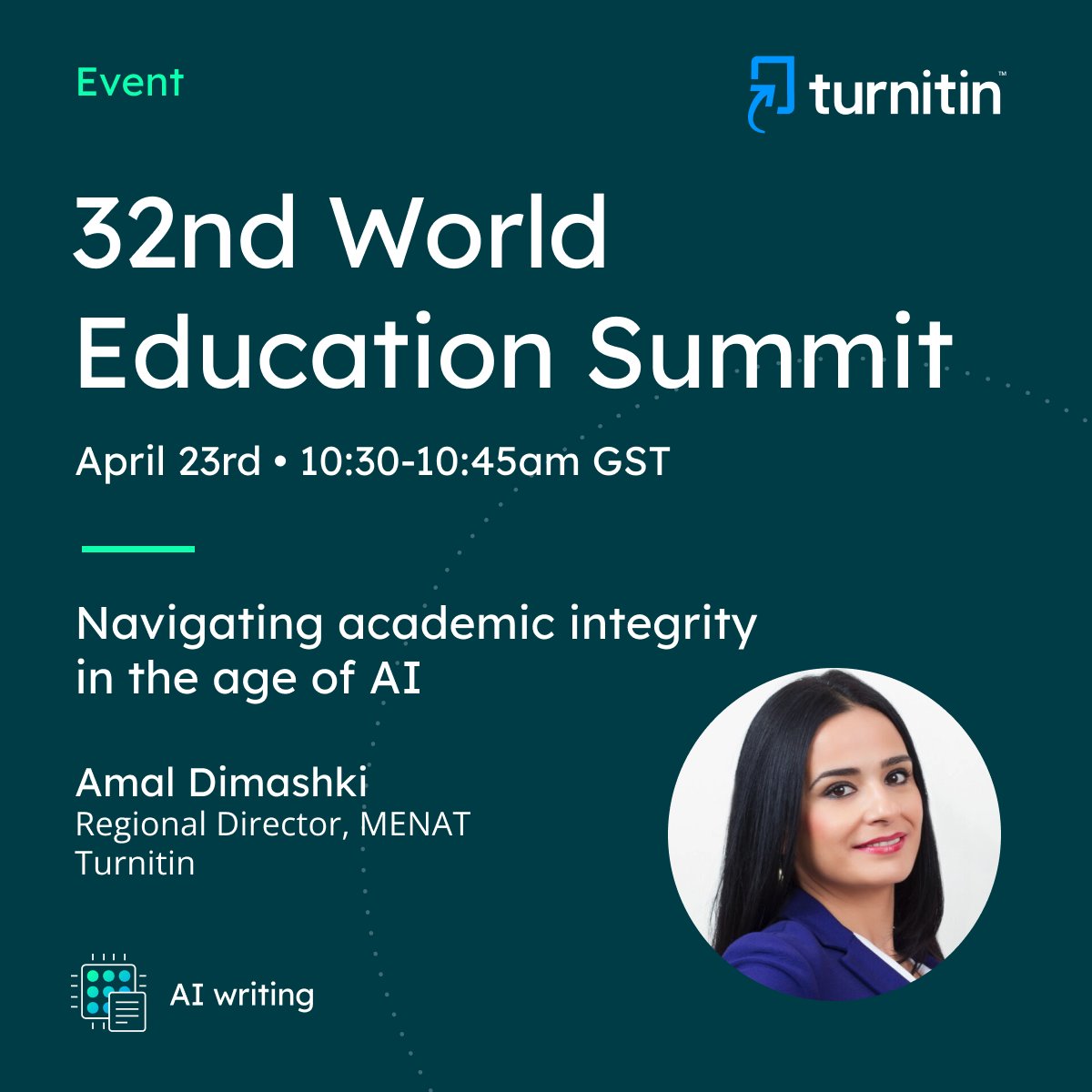 Join Turnitin at #WESDubai2025 as we explore how #AI is shaping adaptive learning ecosystems and strengthening the connection between students, faculty, and technology in higher education. wes.eletsonline.com/higher-educati… #edtech #educationtechnology