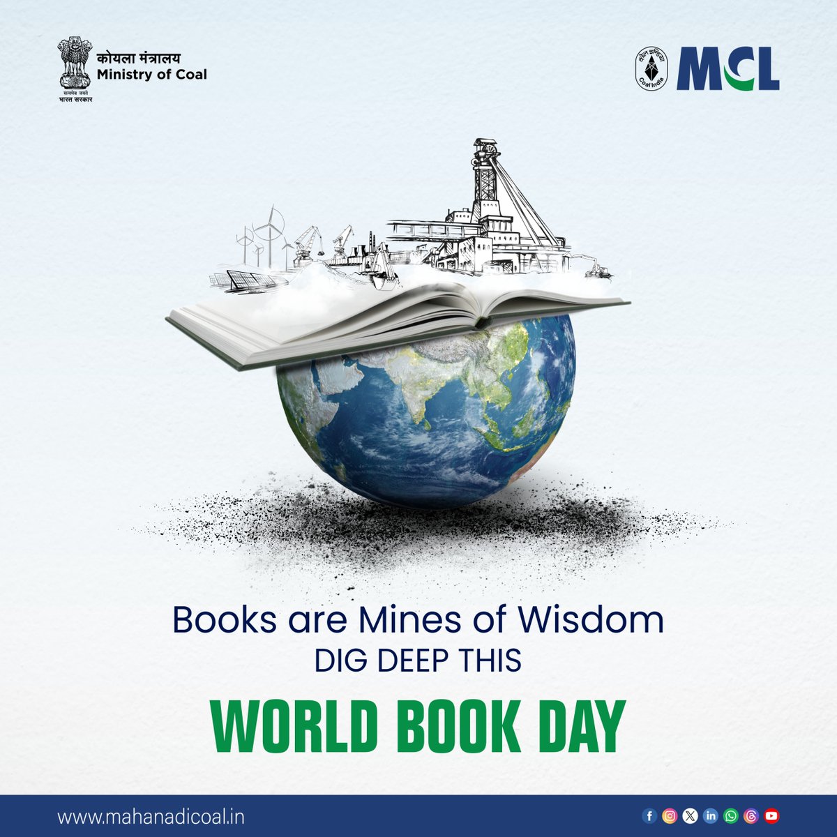 mahanadicoal's tweet photo. CELEBRATING WORLD BOOK DAY!
On this World Book Day, let's celebrate the treasure troves of wisdom hidden in books. Just like coal fuels progress, knowledge fuels the mind.
Dig deep, explore more, and keep reading!
#WorldBookDay #MyMCL #BooksOfWisdom #KeepReading #BeyondCoal
@CoalMinistry @CoalIndiaHQ @kishanreddybjp @satishdubeyy @PIB_Coal