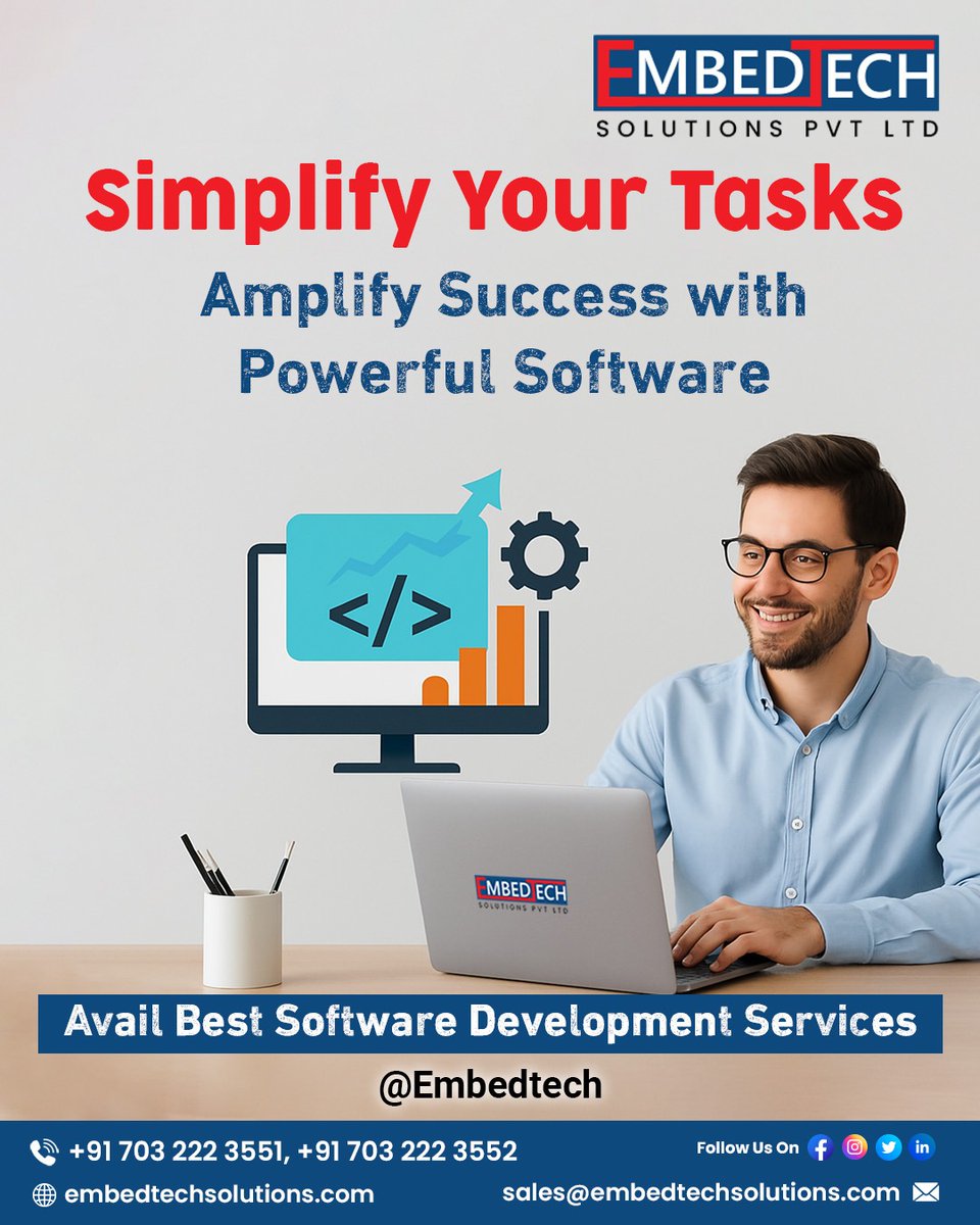 Embedtech_sol's tweet image. Simplify your tasks and amplify your success with powerful software solutions!
At EmbedTech Solutions Pvt Ltd, we craft custom software to streamline your operations.
🌐 embedtechsolutions.com 
#EmbedTech #SoftwareDevelopment #BusinessSolutions #CustomSoftware #TechSolutions