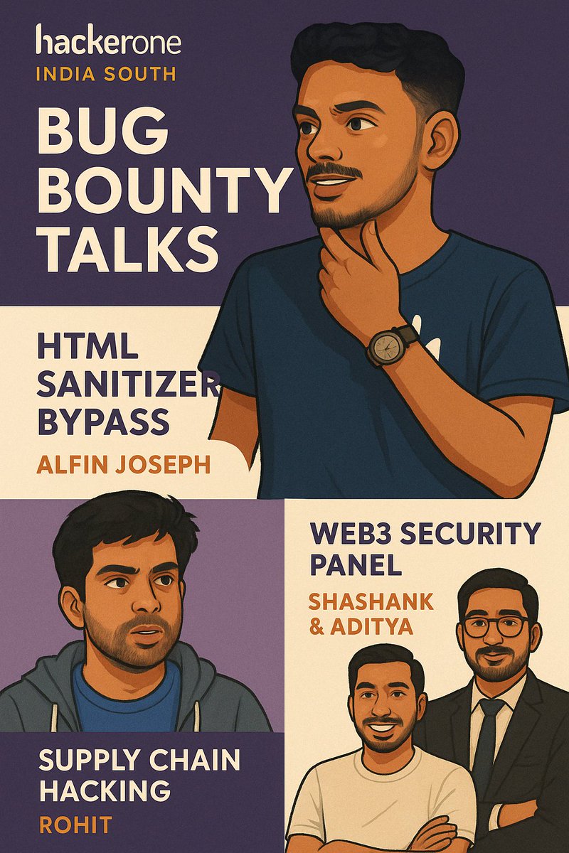 HackerOne India South Club is hosting a bug bounty meetup this Saturday, 26th April, in Bangalore—courtesy of @akshanshjaiswl. 

Join us for talks on:
 - HTML Sanitizer Bypass – by Alfin Joseph
 - Supply Chain Hacking – by Rohit Kumar 
 - Web3 Security Panel – featuring