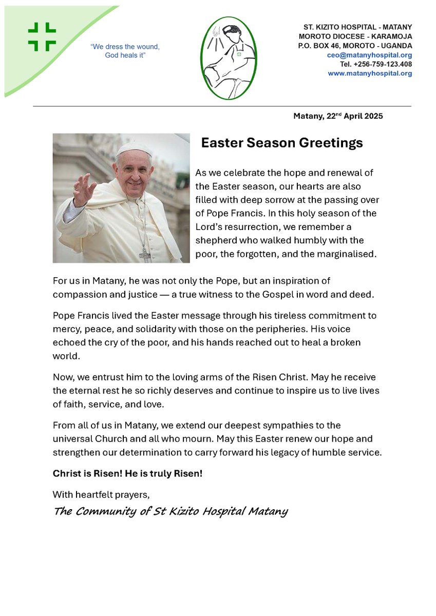 Easter Season Greetings
As we celebrate the hope and renewal of the Easter season, our hearts are also filled with deep sorrow at the passing over of Pope Francis.
In this holy season of the Lord’s resurrection, we remember a shepherd who walked humbly with the poor, ...........