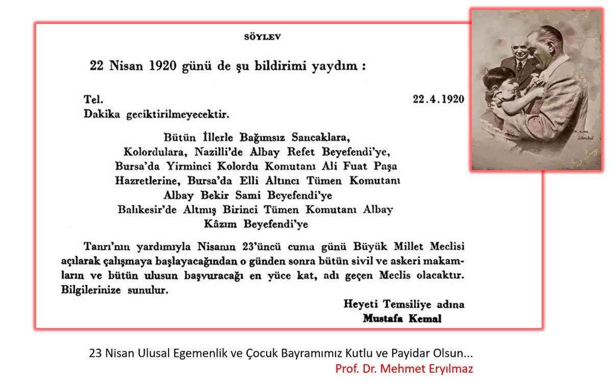 23 Nisan Ulusal Egemenlik ve Çocuk Bayramımız Kutlu ve Payidar Olsun...

Prof. Dr. Mehmet Eryılmaz