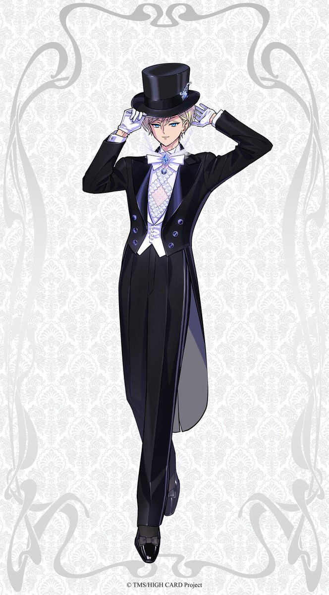highcard_pj's tweet image. ♠️❤️・・・
HIGH CARD × オシアド
          コラボカフェ2025
 　　　　　　・・・♦️♣

えびも先生描き下ろしイラスト！
執事姿のレオがお出迎え✨

オリジナリティがプラスされたテールコートをcheck👀
ピークドラペルにツヤツヤのショールカラー…