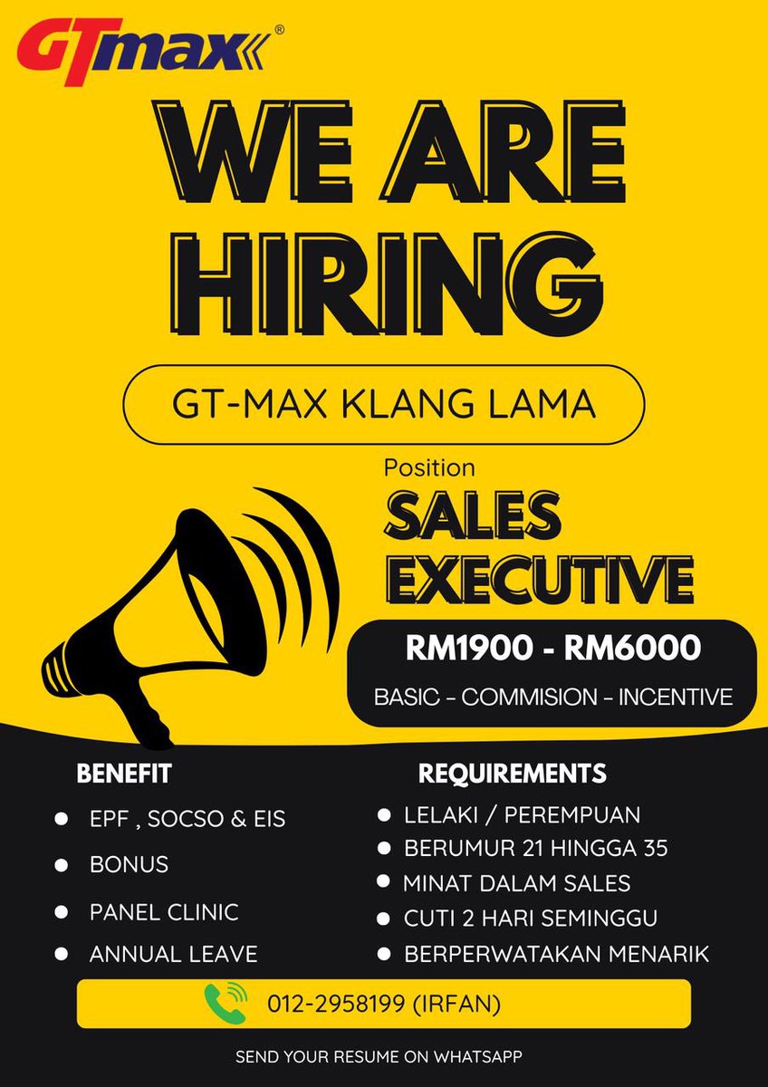 KEMASUKAN SEGERA! 

anyone yg tgh carik kerja n nak cuba buat sales. boleh apply sini gais. dekat dgn Taman Dato’ Harun, PJ. perlukan 5 orang lagi. Tolong zebarrkaann. Lelaki perempuan boleh apply ya.