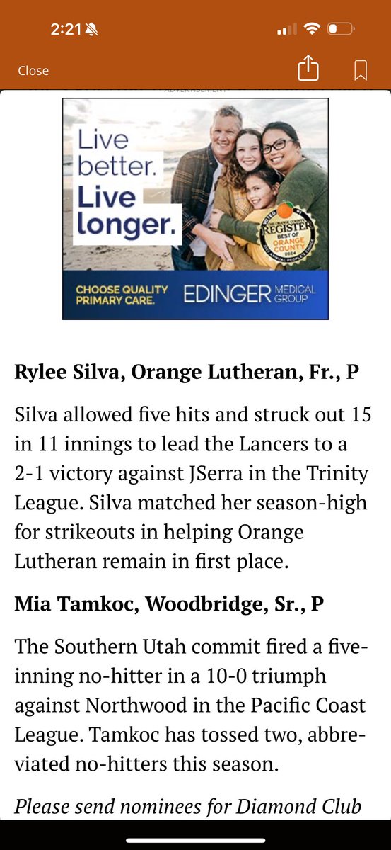 Thank You OCVarsityGuy! #Albano’sDiamondClub