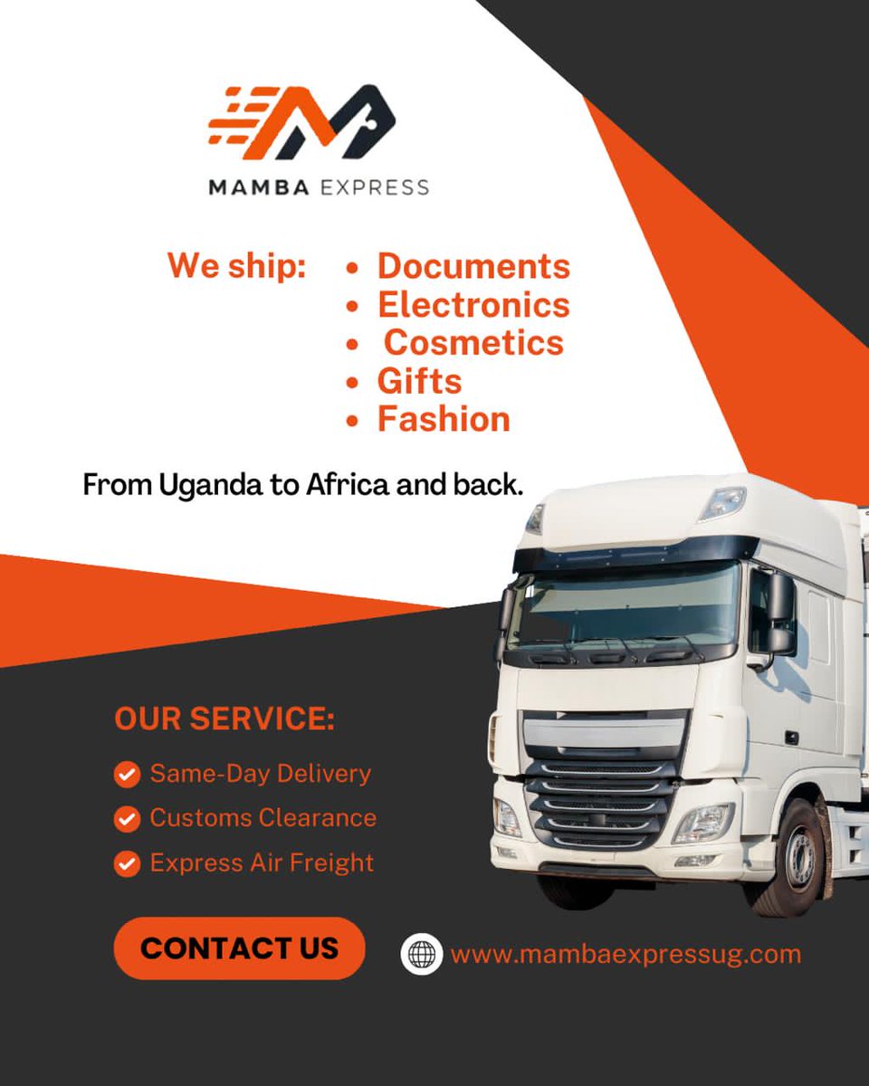 mambaexpressug's tweet photo. 🚀Whatever you're sending, we've got you covered! From documents to electronics, gifts to cosmetics, and so much more Trust Mamba Express to deliver your packages safely and efficiently⏩✅ #MambaExpress #ShippingSolutions #ParcelDelivery #LogisticsExpert #DeliveryServices #Cargo https://t.co/4T3oxFzx79