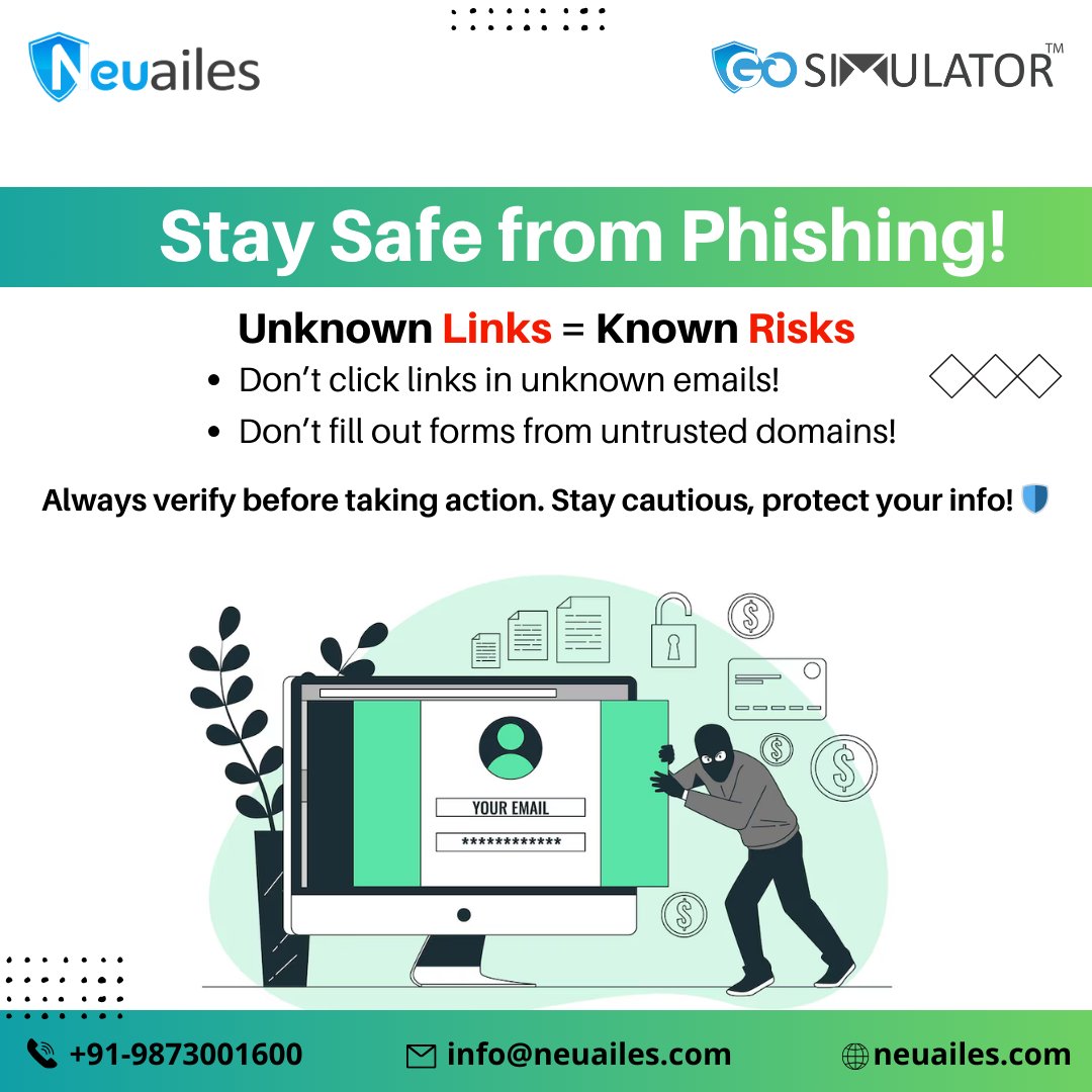 neuailesglobal's tweet image. ⚠️ One click can cost you.
Stay sharp. Stay safe.
#GoSimulator 🛡️
#PhishingAlert #StayCyberSafe #cybersecurity #ClickSmart #Info #CyberAwareness #OnlineSafety #ThinkBeforeYouClick #Neuailes