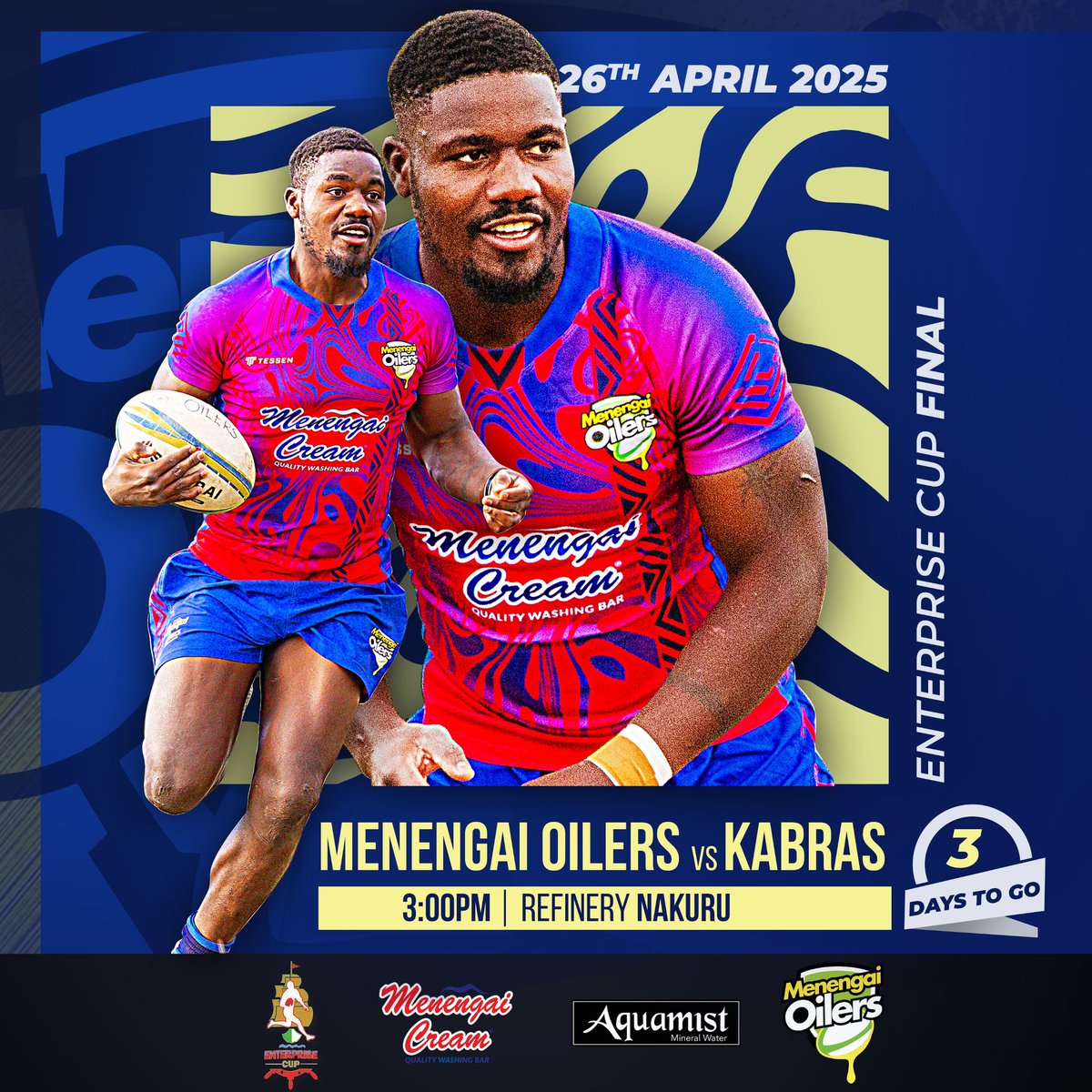 Menengai Oilers (@menengaioilers) on Twitter photo ππππππππππ πππ π
ππππ!
The battle lines are drawn. The 86th edition of the Enterprise Cup lands at The Refinery and we're ready to light it up!
Historic cup, historic venue tuko tayari kuandika historia yetu!
Form ya weekend ishajipa, 3 Days to goπ₯ ππππππππππ πππ π
ππππ!
The battle lines are drawn. The 86th edition of the Enterprise Cup lands at The Refinery and we're ready to light it up!
Historic cup, historic venue tuko tayari kuandika historia yetu!
Form ya weekend ishajipa, 3 Days to goπ₯