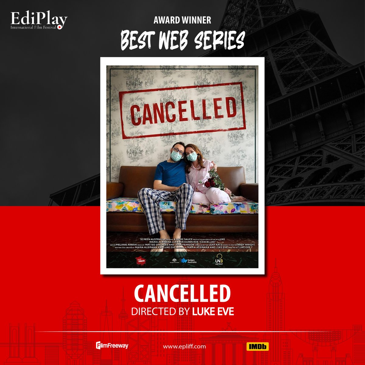 Congratulate our award winner in the "Best Web Series" category! We are delighted to have your presence at our festival!
#Ediplay #FilmFestival #BestWebSeries #MovieCategory #FilmSubmission