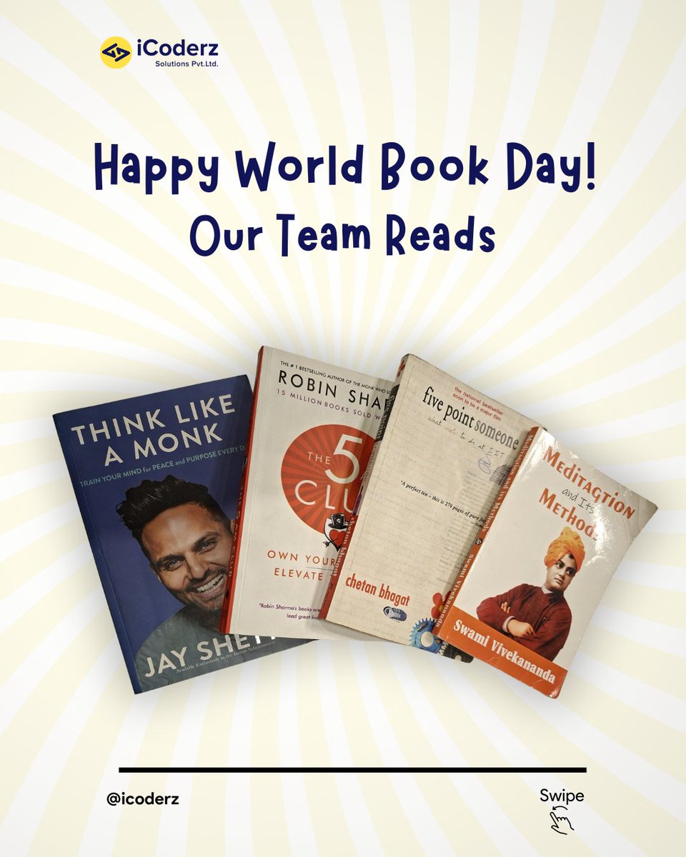 iCoderzinfo's tweet image. Celebrate World Book Day with our team’s top book picks. 📚

Which is your favourite book? 📖 

Happy reading! ✨

#WorldBookDay #book #lifeaticoderz #WorldBookDay2025 #reading #bookday #booklover