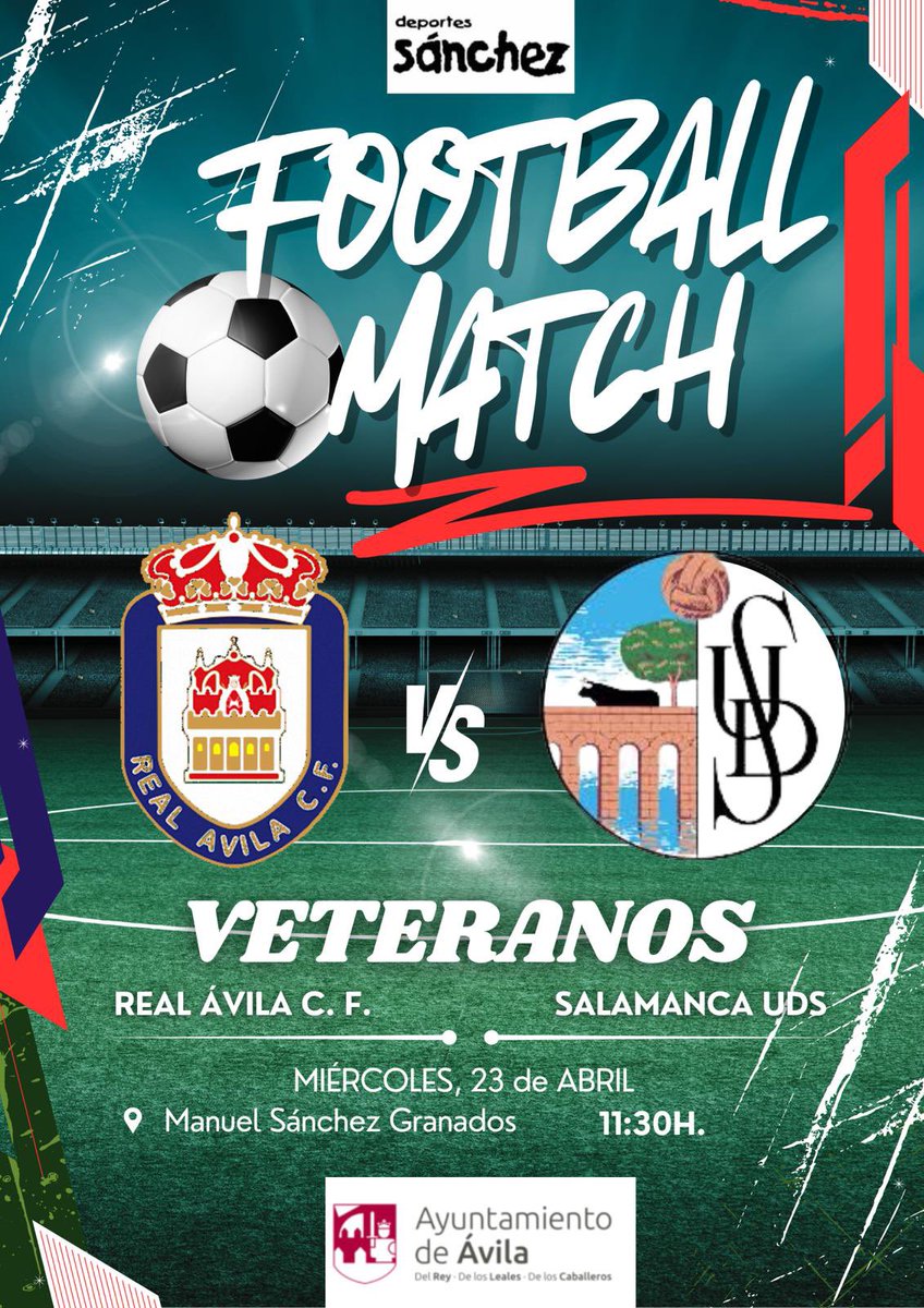 HOY ES DÍA DE PARTIDO 

Jugamos frente a nuestros amigos  veteranos del Real Avila. El partido tendrá lugar en el Manuel Sanchez Granados de Avila a las 11:30h