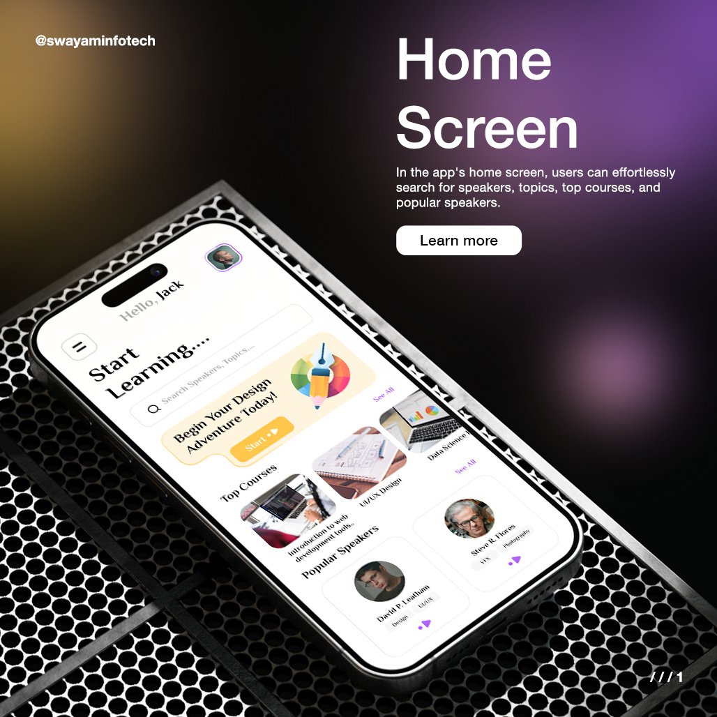 swayaminfotech's tweet image. Explore the power of online learning with our e-learning app 💻. Introducing the Smart Learn Video Application 🎥—an innovative e-learning platform. 
.
Visit: swayaminfotech.com/smart-learn-vi… 
.
#elearningappdevelopment #elearningvideoapp #smartlearnapp #learningapp #smartphone