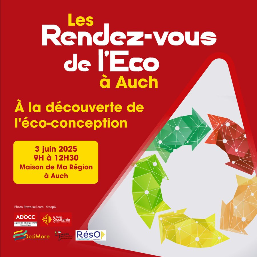 Les RDV de l'Eco de l'agence <a href="/ADOCC_/">AD'OCC</a> 
🟢Découvrez l’éco-conception par la mise en situation en comprenant son contexte pour innover, réduire votre empreinte environnementale et accéder à de nouveaux marchés
🖊️  Inscrivez vous ⤵️
agence-adocc.com/-evenements-/a…