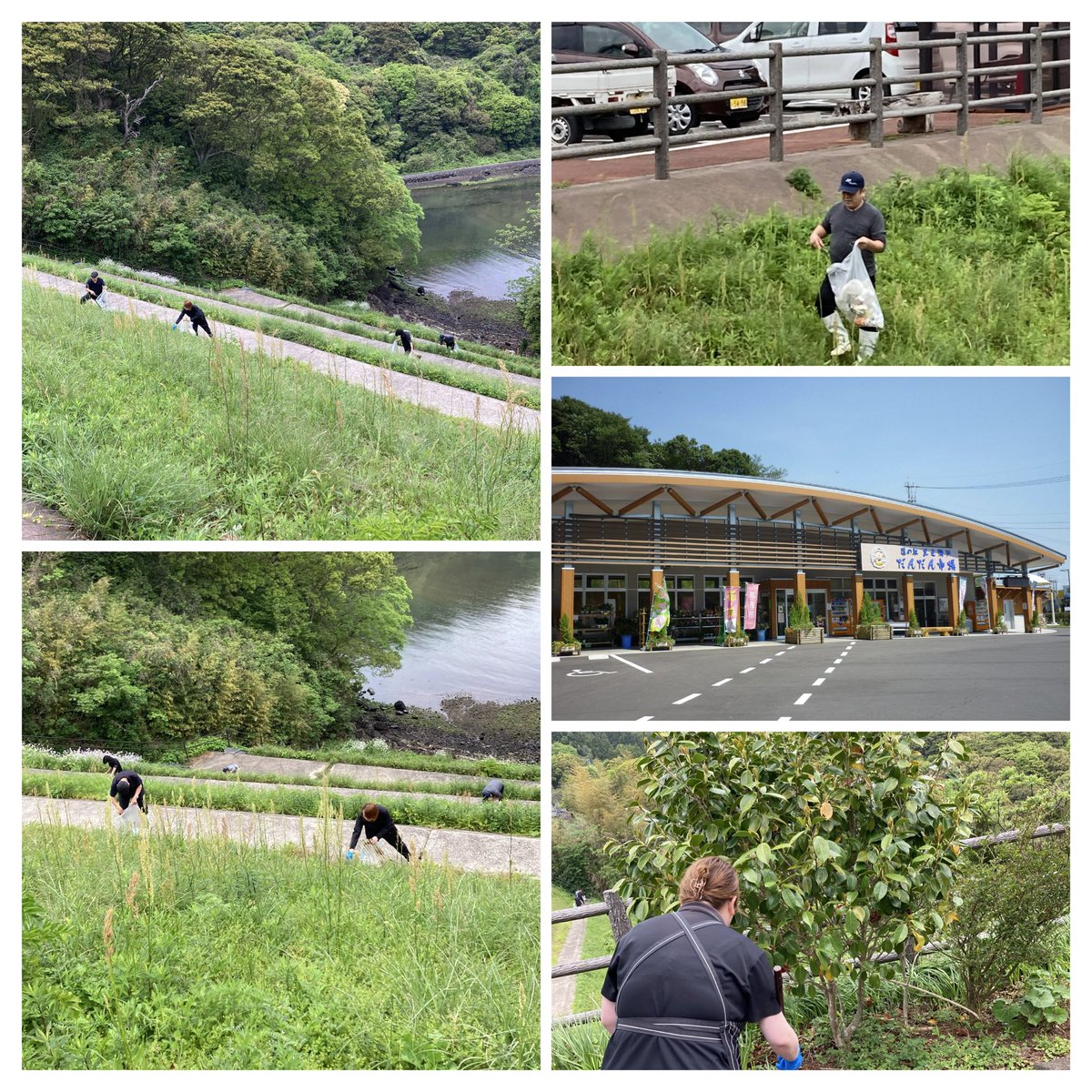 dandan_ichiba's tweet photo. 4月22日「道の駅の日」に合わせて清掃活動を実施しました✨
雨模様の中でしたが、スタッフみんなで丁寧に🧹
#3つの輪清掃活動 #道の駅黒之瀬戸だんだん市場 #地域に感謝 https://t.co/V8zZzZJQfH