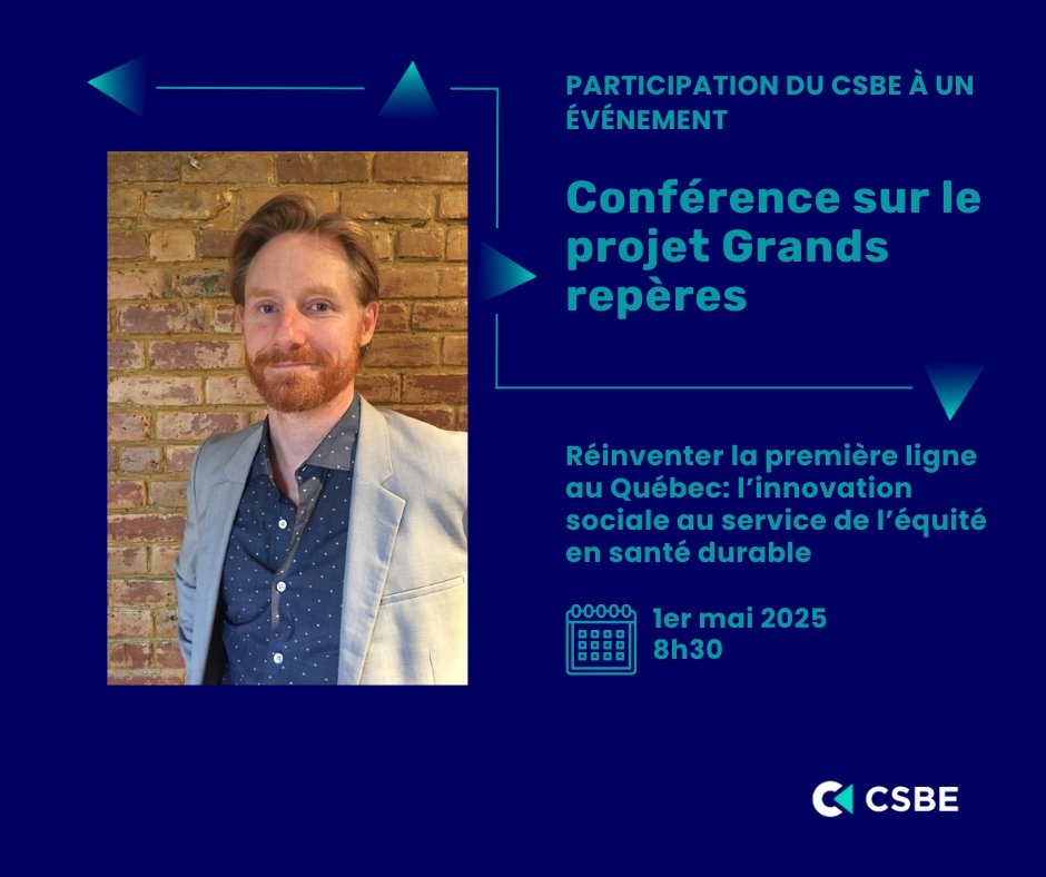 📆Événement  👉 Réinventer la première ligne au Québec: l'innovation sociale au service de l'équité en santé durable accueillera Georges-Charles Thiebault, commissaire adjoint à l'évaluation et scientifique principal, le 1er mai prochain.

Lire plus: bit.ly/42hgtq8