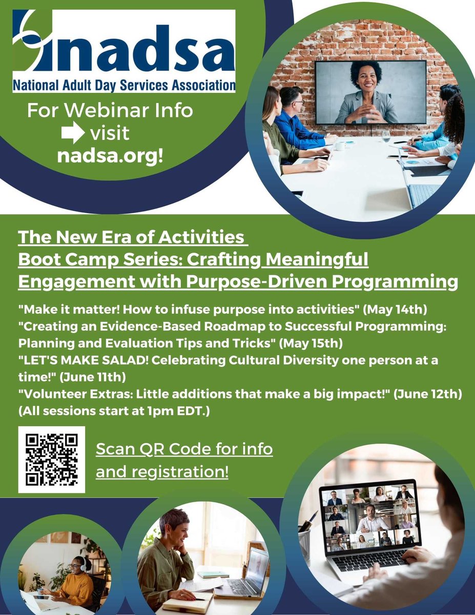 "The New Era of Activities Boot Camp Series: Crafting Meaningful Engagement with Purpose-Driven Programming." Members register NOW for Early Bird rate: nadsa.org/education-even…