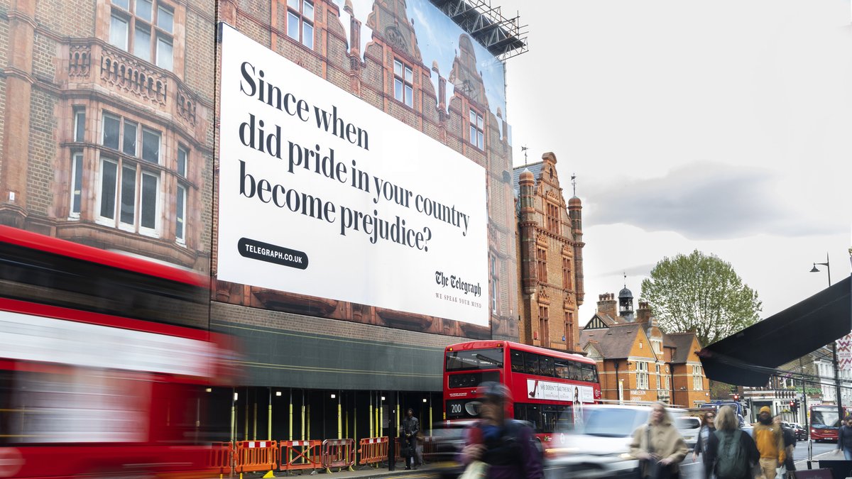 Suitably punchy new <a href="/Telegraph/">The Telegraph</a> advertising campaign, fittingly coinciding with St George's Day 🏴󠁧󠁢󠁥󠁮󠁧󠁿#WeSpeakYourMind