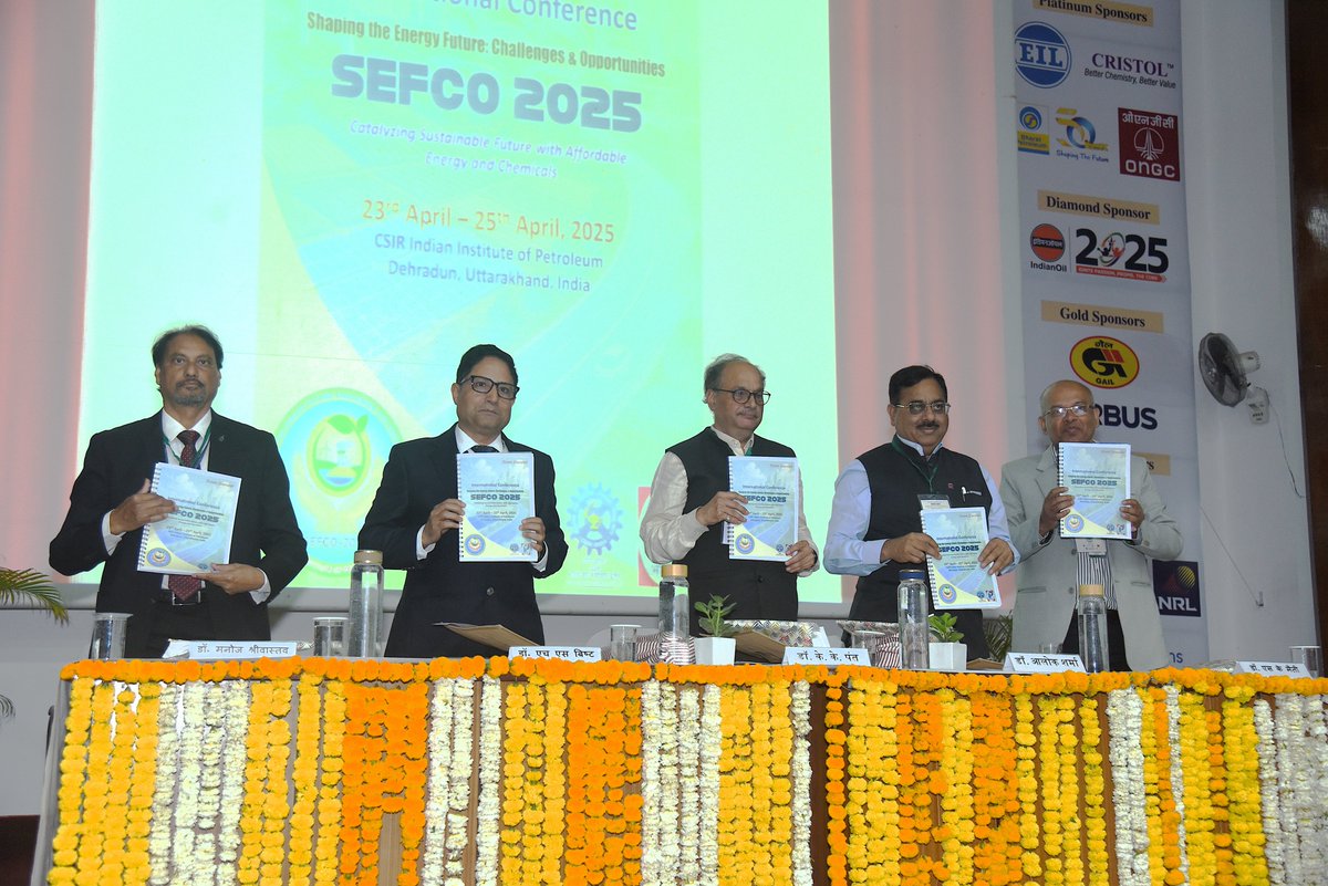 CSIRIIP's tweet image. International Conference “Shaping the Energy Future: Challenges and Opportunities” (SEFCO-2025) inaugurated at CSIR-IIP, Dehradun. The event was graced by Chief Guest Prof. K.K.Pant, Director, IIT Roorkee &amp;amp; Guest of Honour Sh Alok Sharma, Director (R&amp;amp;D), IndianOil Corporation Ltd