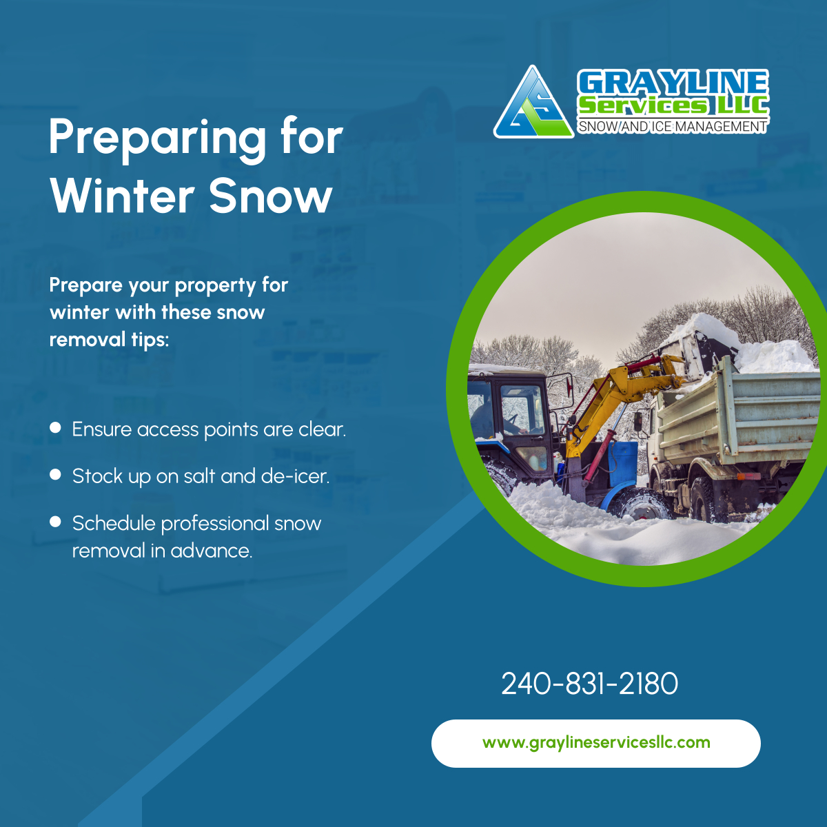 Graylinesvcs's tweet image. Preparing your property for winter snow ensures safety and accessibility. Be proactive with snow removal this season and avoid last-minute hassles. 

#CollegeParkMD #LandClearingService #SnowRemoval