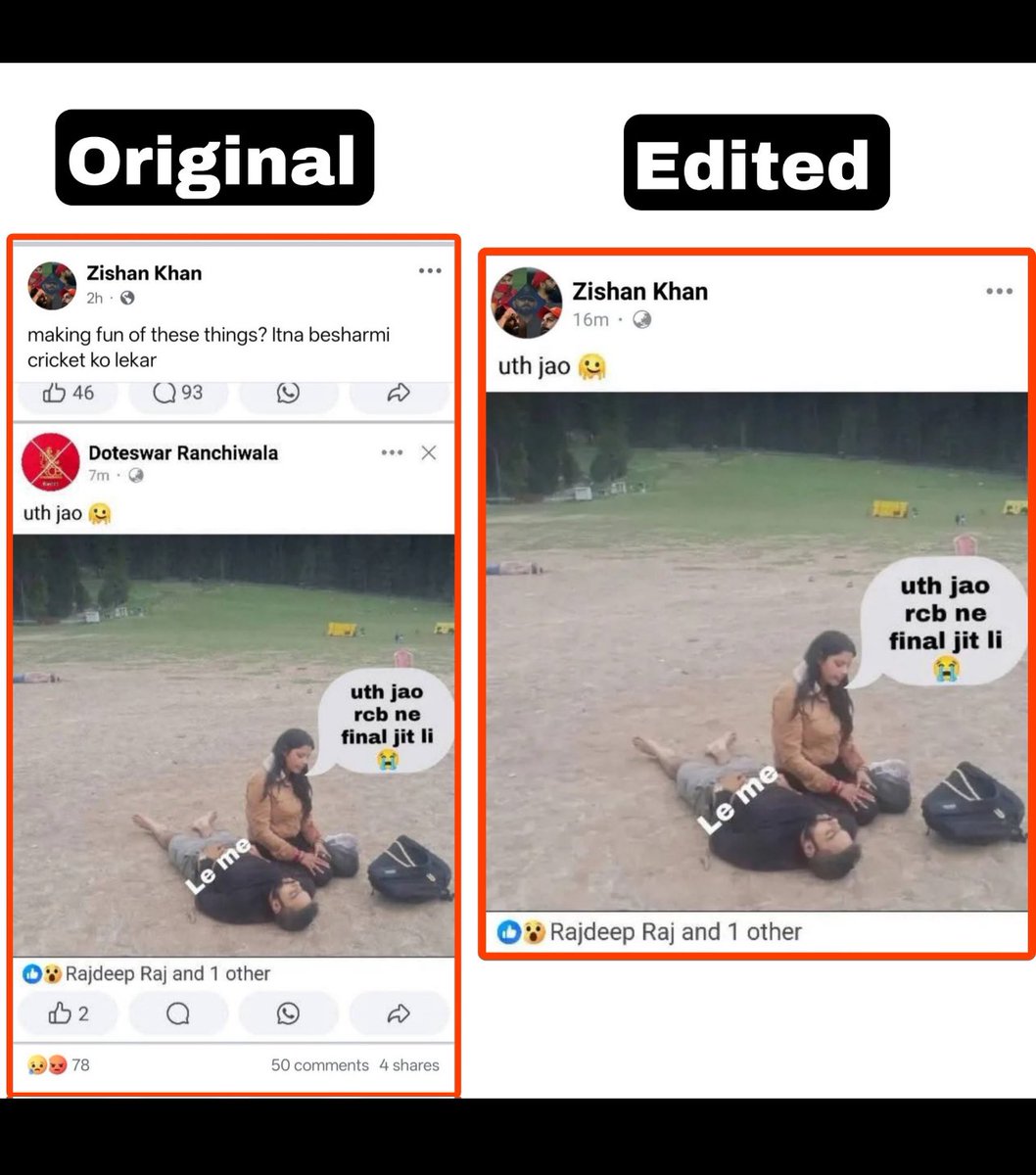 Hijask1's tweet photo. Disgusting how some people stoop so low to spread edited, fake content during such tragic times. Twisting facts to fuel hate is not just irresponsible — it’s dangerous. We must expose and reject this filth. #PahalgamAttack #FakeNewsExposed #pahalgam #PahalgamTerroristAttack #csk https://t.co/Bh72oYEIxd