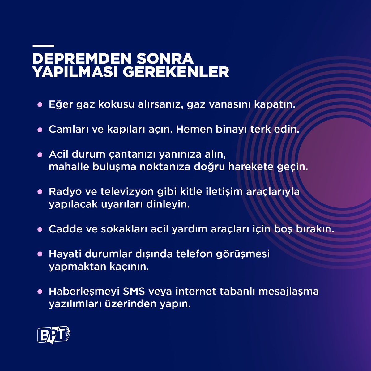 Depremden sonra yapılması gerekenler: