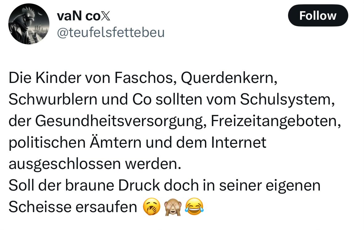 Wenn man nicht merkt, dass man selbst im eigenen Faschosprech ertrinkt 😊