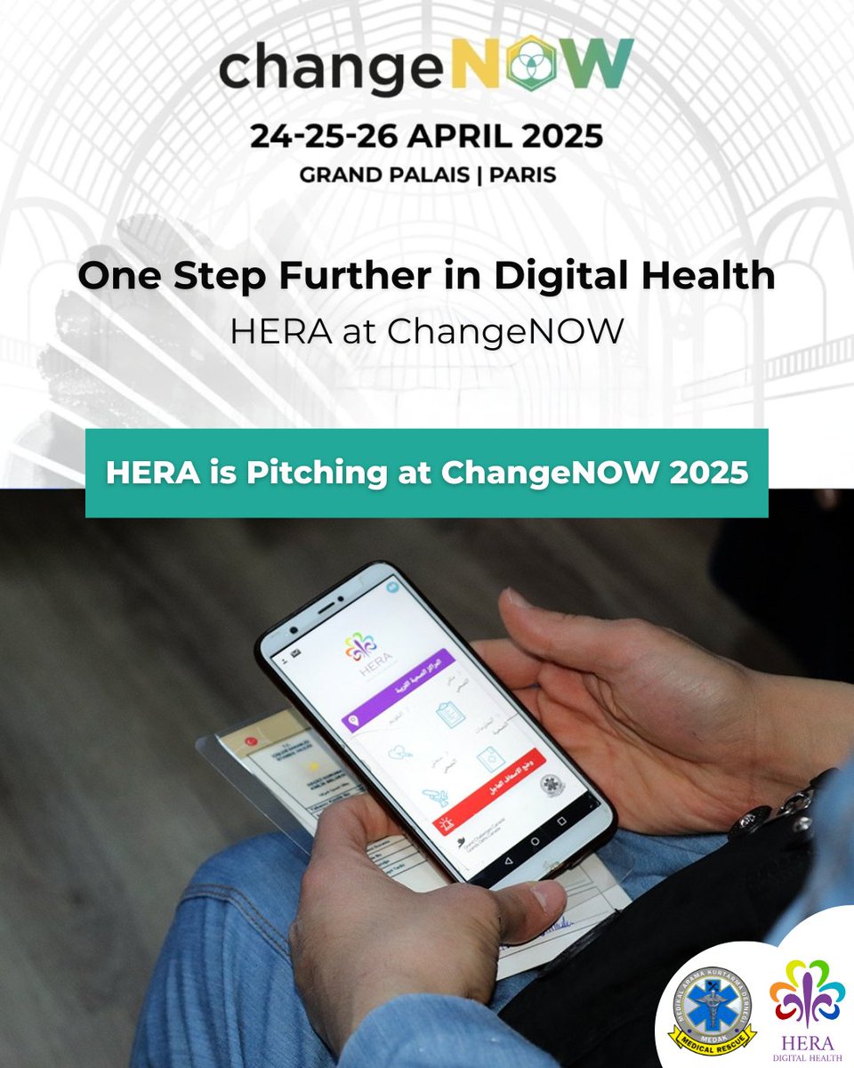 🌍 HERA is taking the stage at #ChangeNOW2025!

Selected among 150 global solutions, we’re pitching our digital health innovation on April 25 at the Grand Palais, Paris.

Because health is a right for all. 💙

#HERADigitalHealth #TechForGood #ImpactSummit #medakorgtr