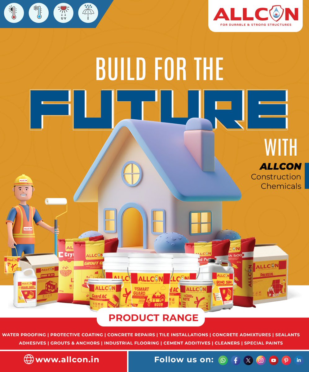 AllconD31644's tweet photo. Allcon Constro Care Pvt Ltd uses latest technological applications in terms of manufacturing the construction chemicals and as well in terms of resolving the problems of the clients at maximum level.
#allcon #buildings #house #infrastructure #digitalmarketing https://t.co/pUJ76JseQ6