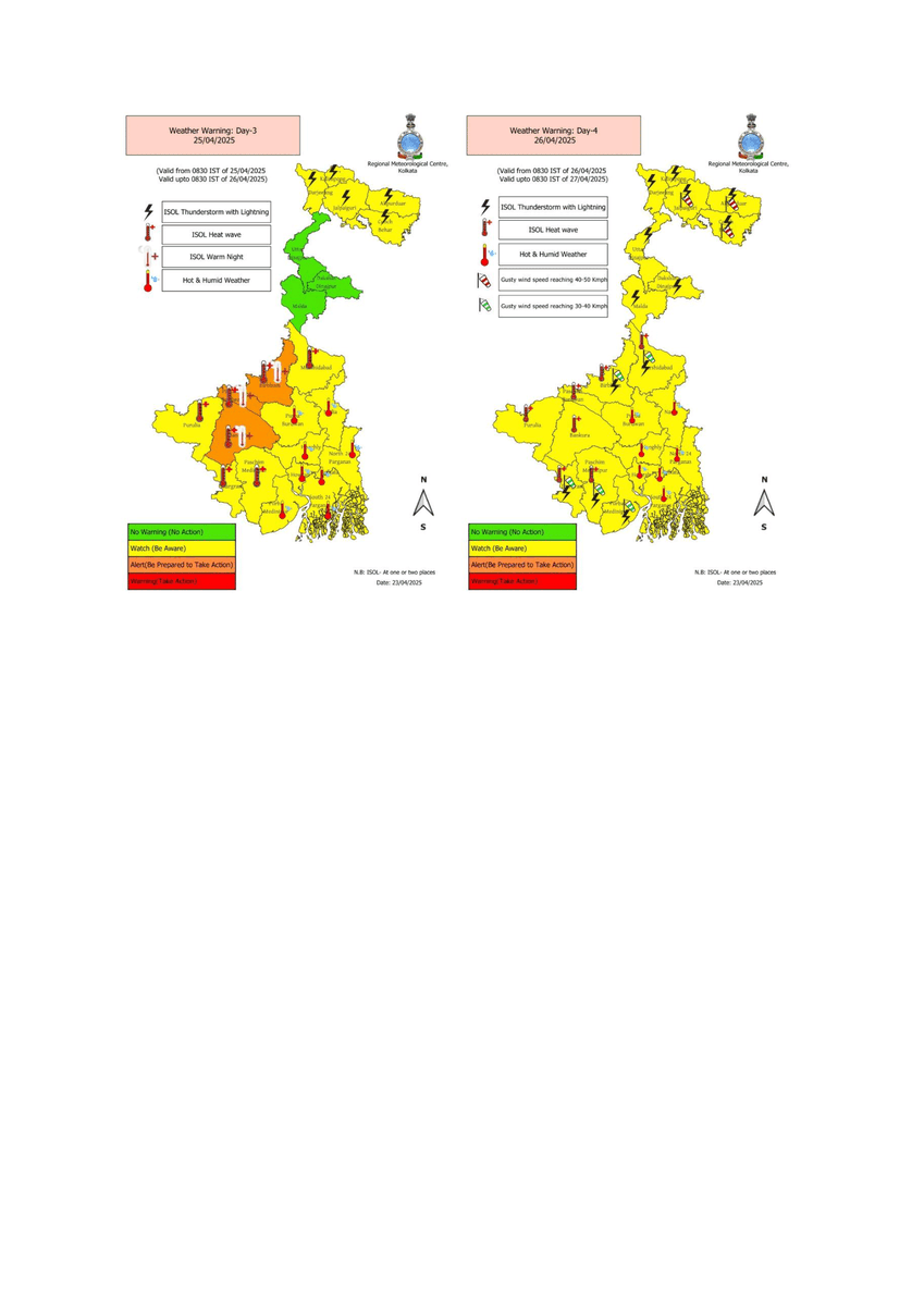 Special Bulletin No. 2: Heat Wave condition likely over some districts of South Bengal during 23rd to 26thApril, 2025.