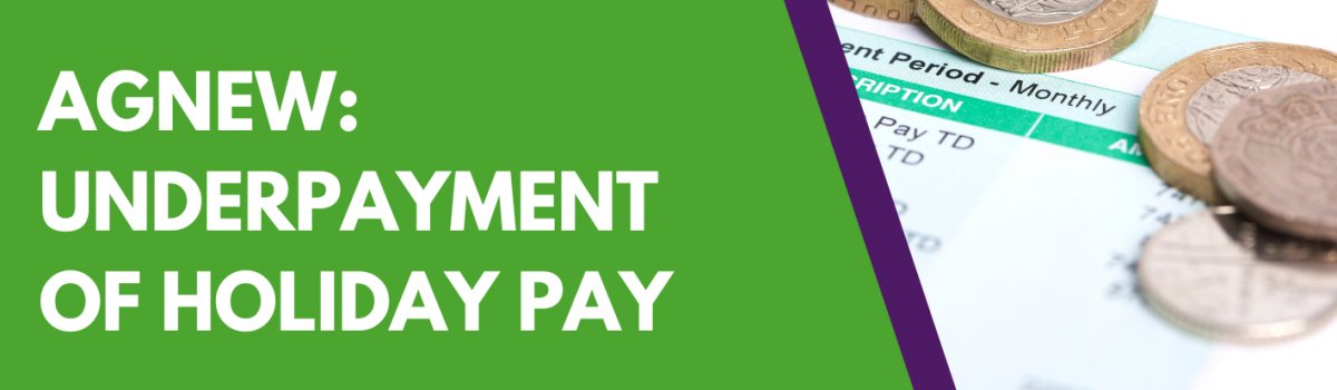 AGNEW: UNDERPAYMENT OF HOLIDAY PAY

If you believe your holiday pay has been incorrectly paid, please access the UNISON NI website unison-ni.org.uk/agnew-underpay… and read the Explanatory Note to identify if you may have a claim.