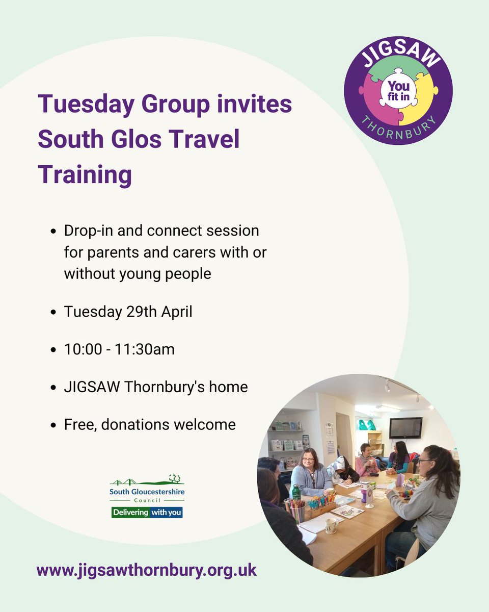 Next week our Tuesday Group invites Sharon from South Glos Travel Training to talk about Independent Travel Training which supports young people with additional needs to develop the skills to travel independently to and from an identified destination. 
🔗 buff.ly/cDADUYF