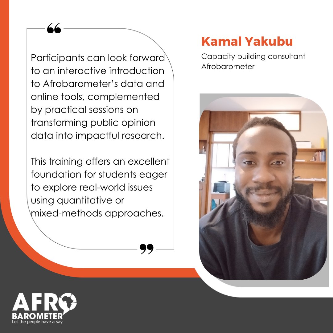 Afrobarometer (@afrobarometer) on Twitter photo As we kick off our two-day training for Political Science students at Wits University(<a href="/WitsUniversity/">Wits University</a>), our training lead gives us a sneak peek into what participants should expect.
Stay tuned for updates and highlights!
#VoicesAfrica #TeachingAfrobarometer #CapacityBuilding As we kick off our two-day training for Political Science students at Wits University(<a href="/WitsUniversity/">Wits University</a>), our training lead gives us a sneak peek into what participants should expect.
Stay tuned for updates and highlights!
#VoicesAfrica #TeachingAfrobarometer #CapacityBuilding