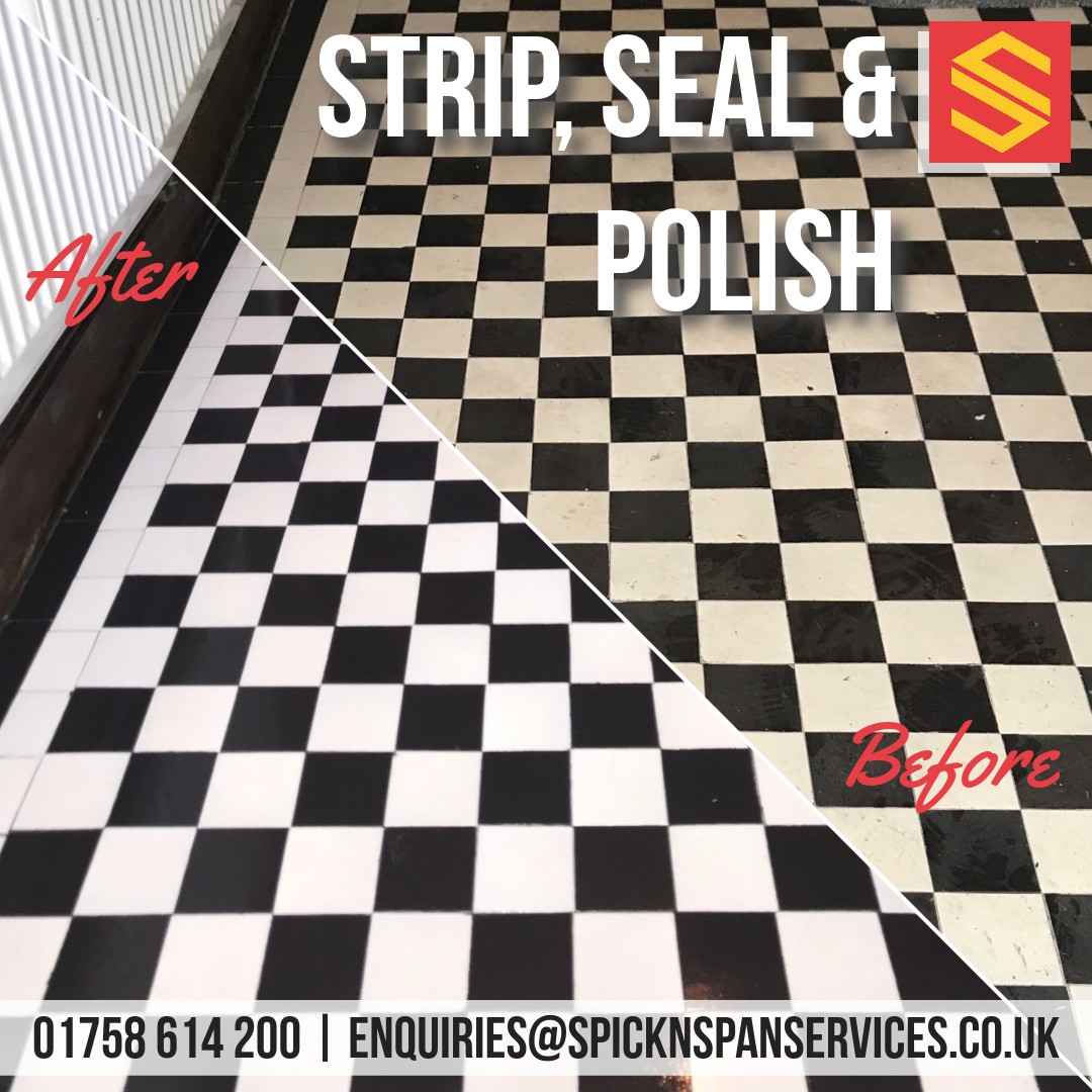 Say goodbye to dull and worn-out floors! 📷 Our expert team at Spick ‘N’ Span Services is here to bring life back to your original tiled flooring with our Strip, Seal, and Polish service!

 Contact us today at 01758 614 200 to schedule your *FREE* quote!