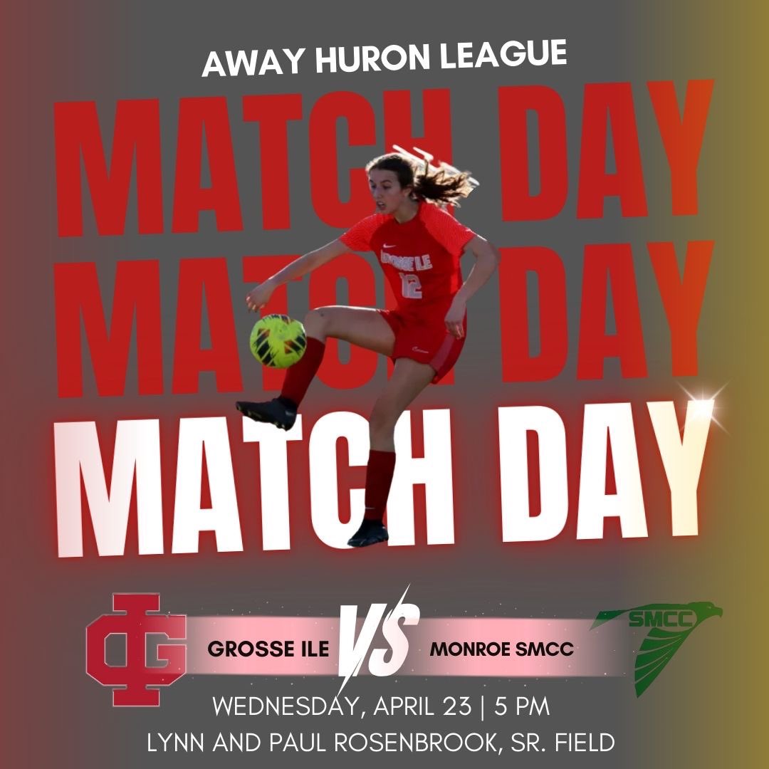 GrosseIleSoccer's tweet image. ⚽ | Away Huron League Match
🆚 | Monroe SMCC
📅 | Wednesday, April 23
⏱ | 5 PM
📍 | Lynn and Paul Rosenbrook, Sr. Field