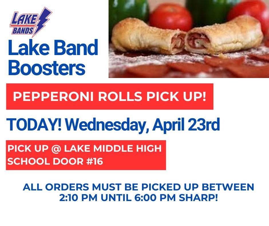 Remember pick up needs to happen by the student who placed the order, NOT those who purchased the rolls. This happens at door 16, NOT at the athletic complex. These orders must be picked up today!  Thank you!