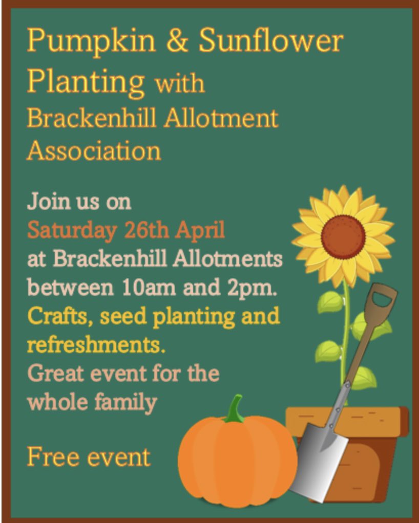 Ackworth Parish Council are holding their annual pumpkin and sunflower planting event on Saturday 26th April at Bracken Hill Allotments between 10am and 2pm. Everyone is welcome 🌻🎃💜