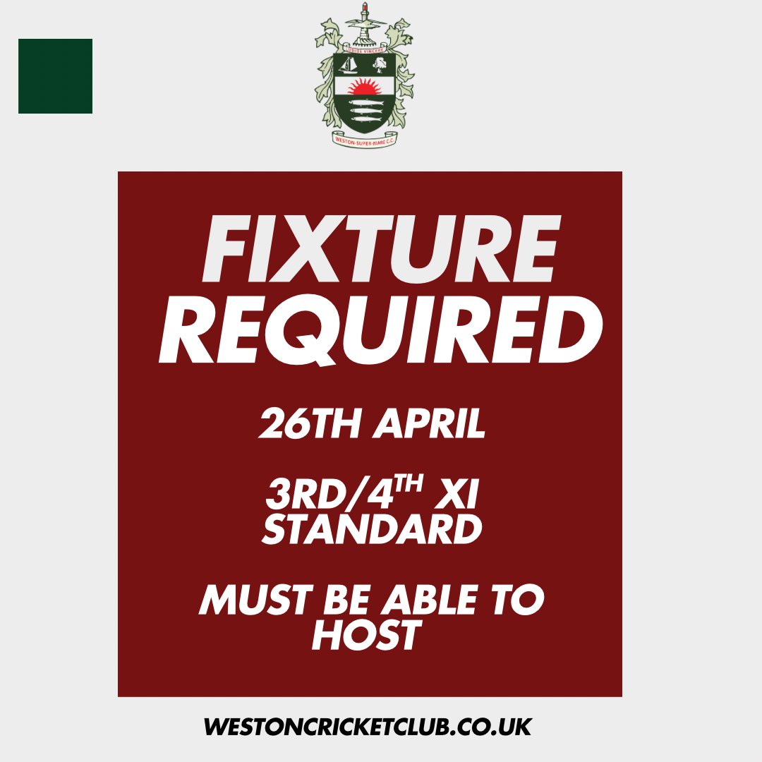 Due to strong availability, we are on the lookout for an away friendly this Saturday for a 3rd/4th XI! 

Please get in touch if you can can host a game. 

<a href="/WEPLCricket/">West of England Premier League</a> <a href="/SomCricLeague/">Somerset Cricket League</a>